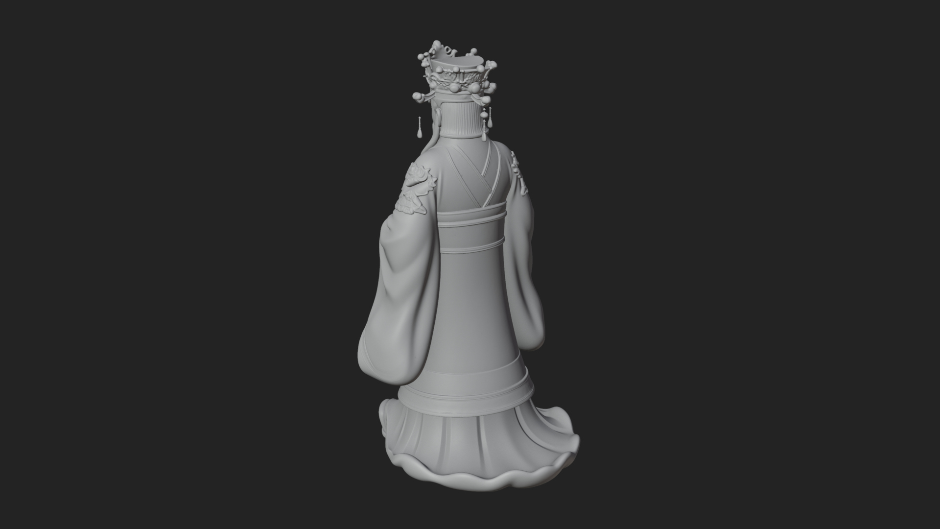 Crowned Jade Deity Statue Design 2 3D Print Model 3D Model