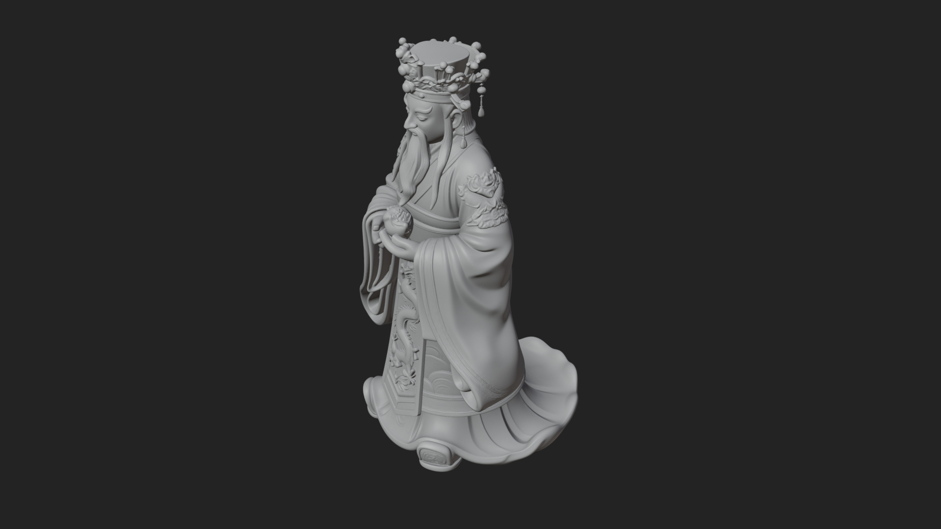 Crowned Jade Deity Statue Design 2 3D Print Model 3D Model
