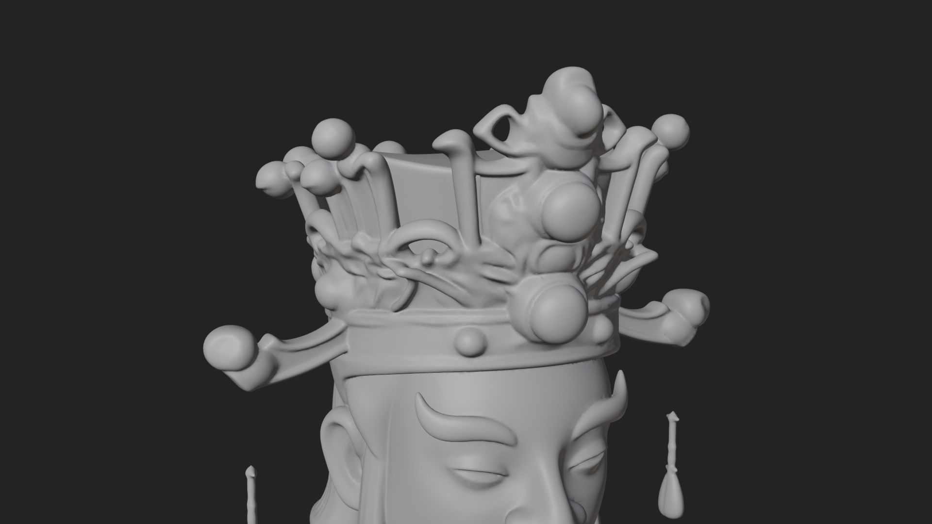 Crowned Jade Deity Statue Design 2 3D Print Model 3D Model
