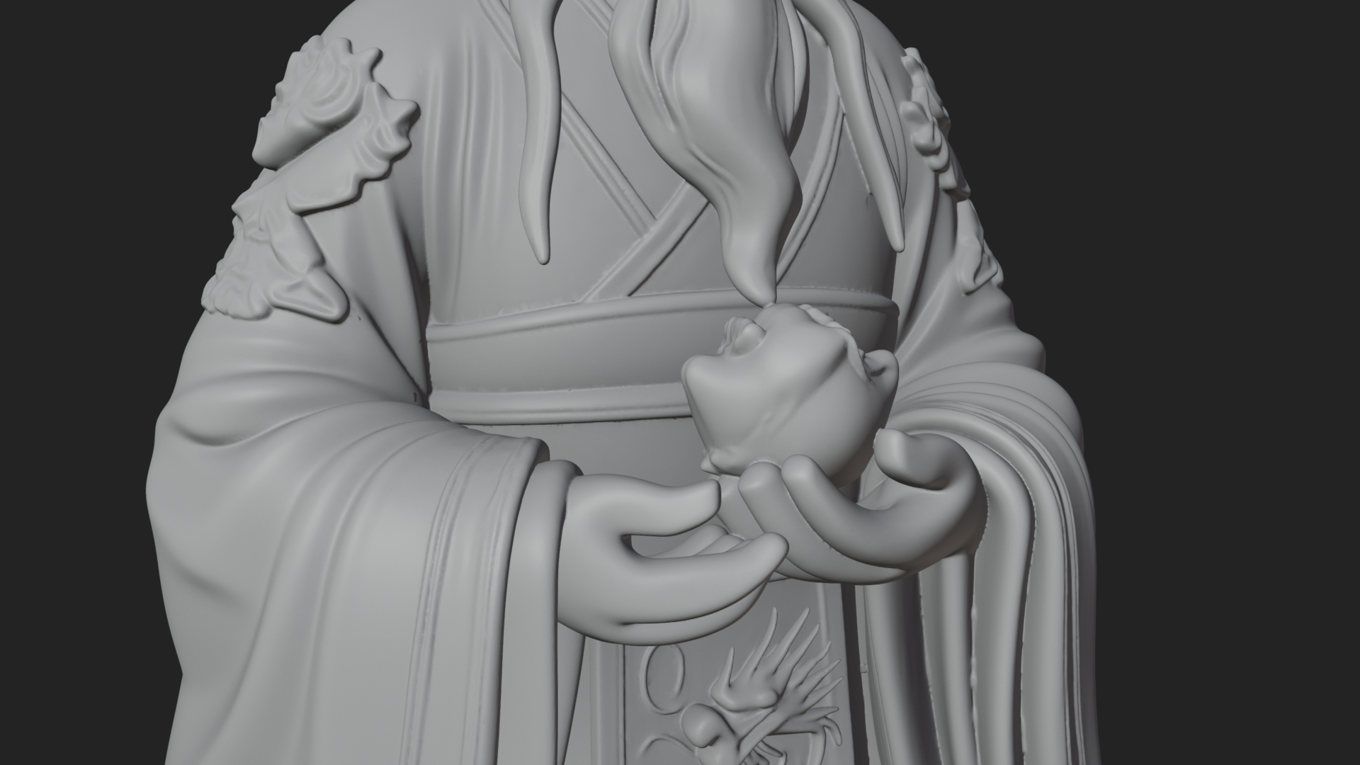 Crowned Jade Deity Statue Design 2 3D Print Model 3D Model