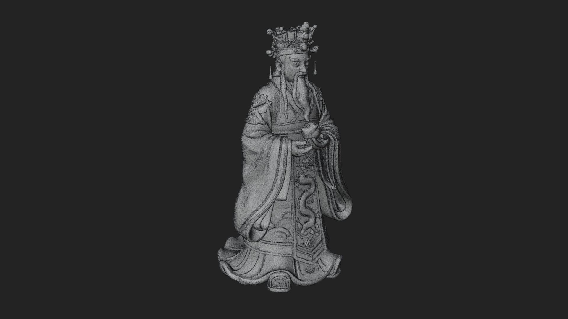 Crowned Jade Deity Statue Design 2 3D Print Model 3D Model