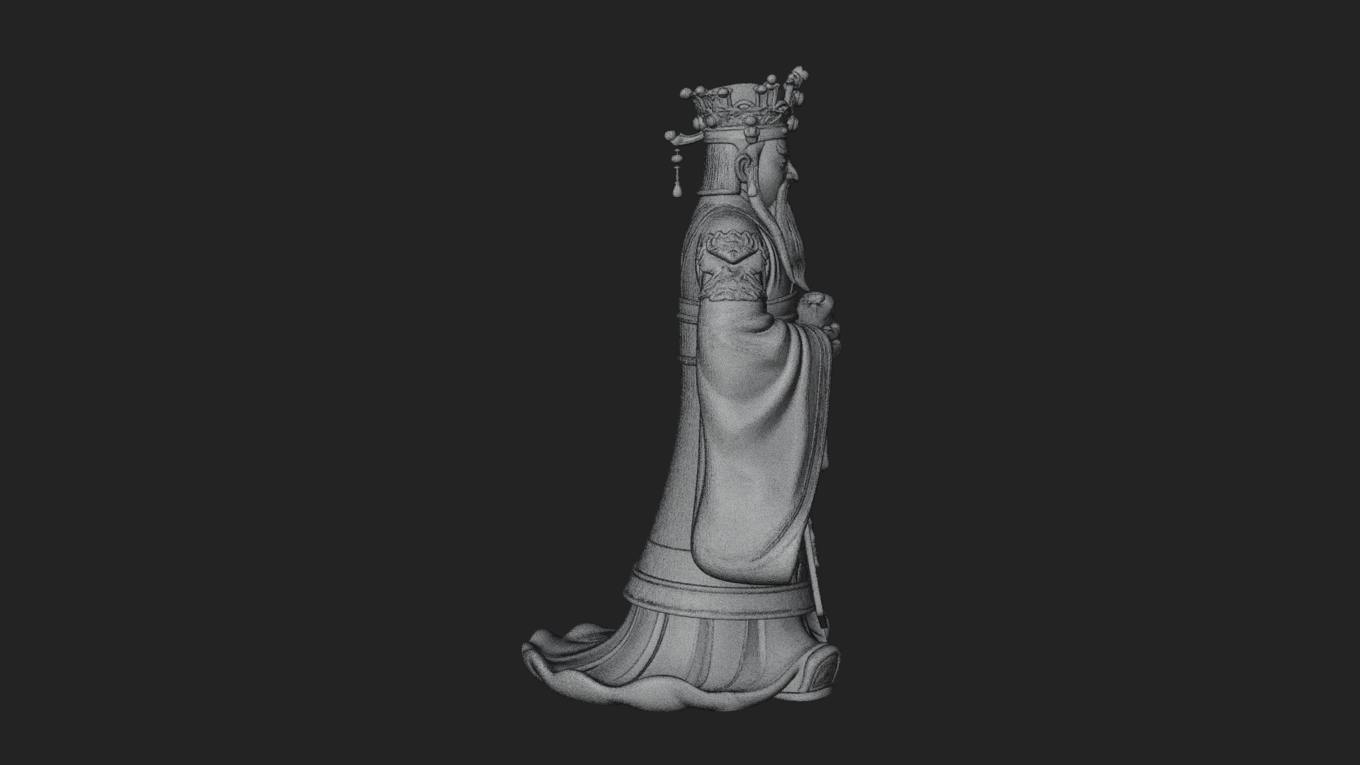 Crowned Jade Deity Statue Design 2 3D Print Model 3D Model