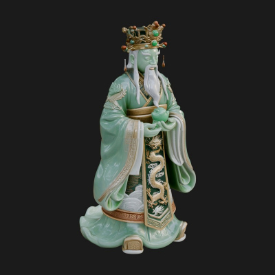 Crowned Jade Deity Statue Design 2 3D Print Model