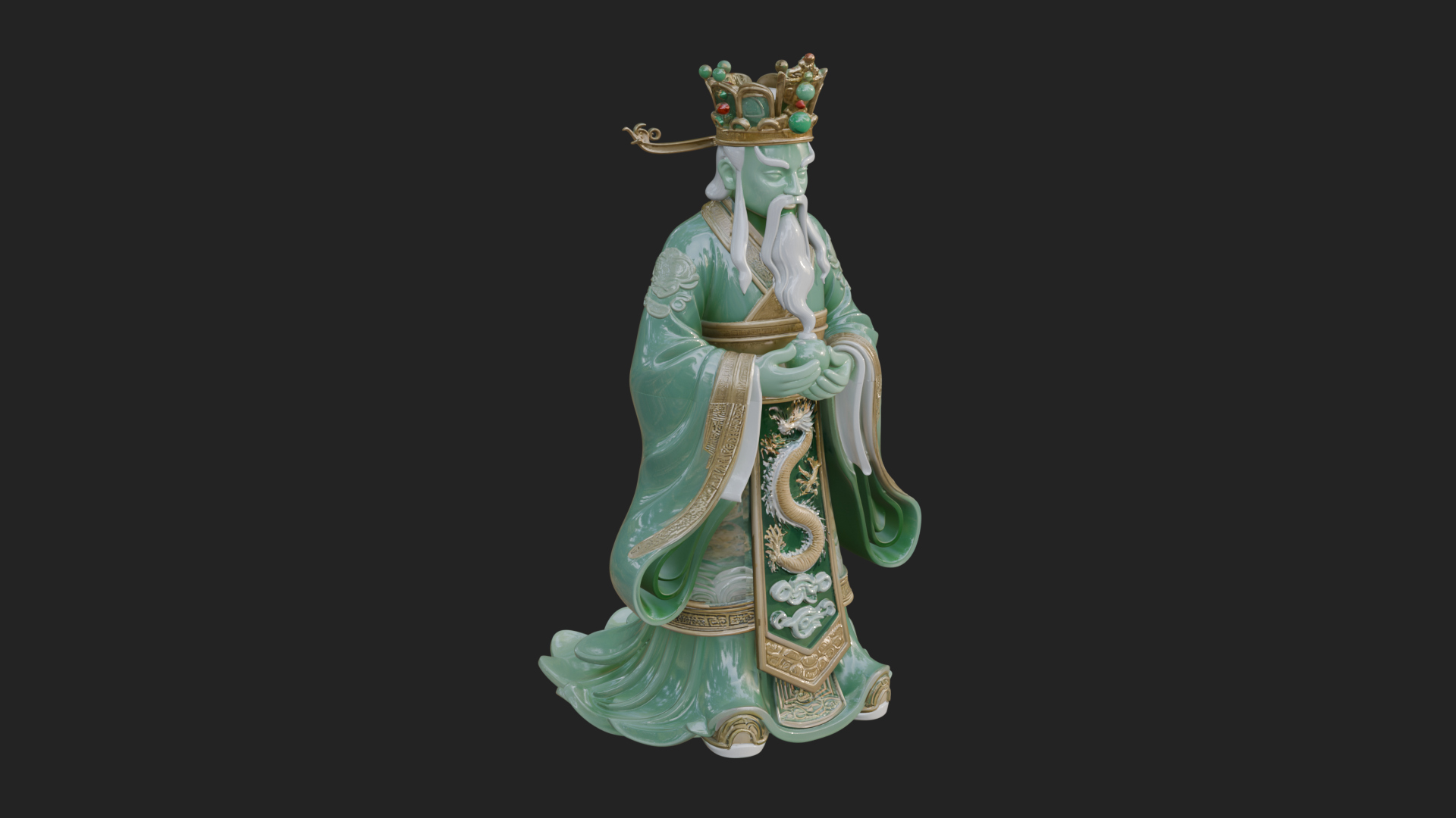 Crowned Jade Deity Statue Design 3 3D Print Model 3D Model