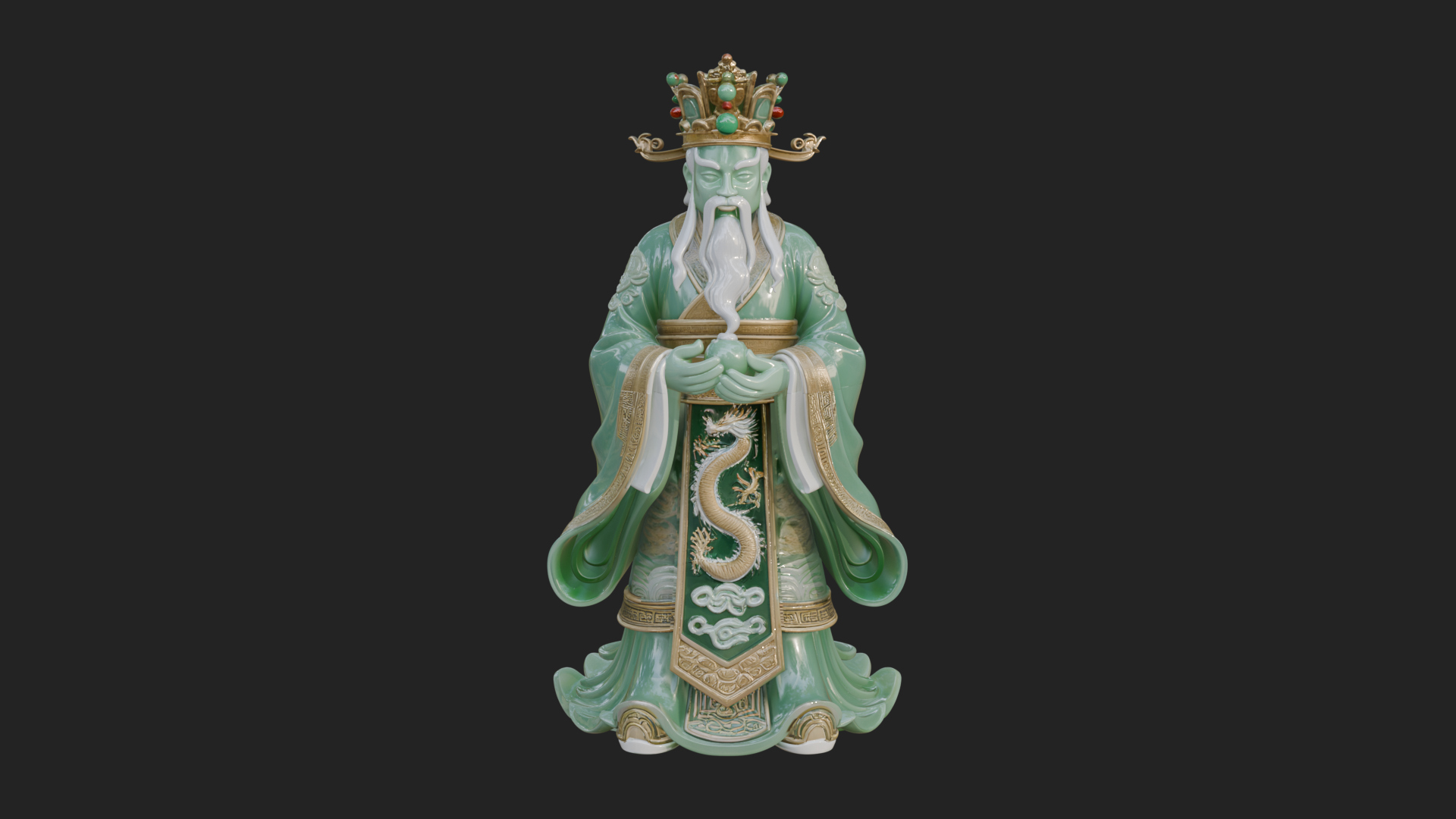 Crowned Jade Deity Statue Design 3 3D Print Model 3D Model