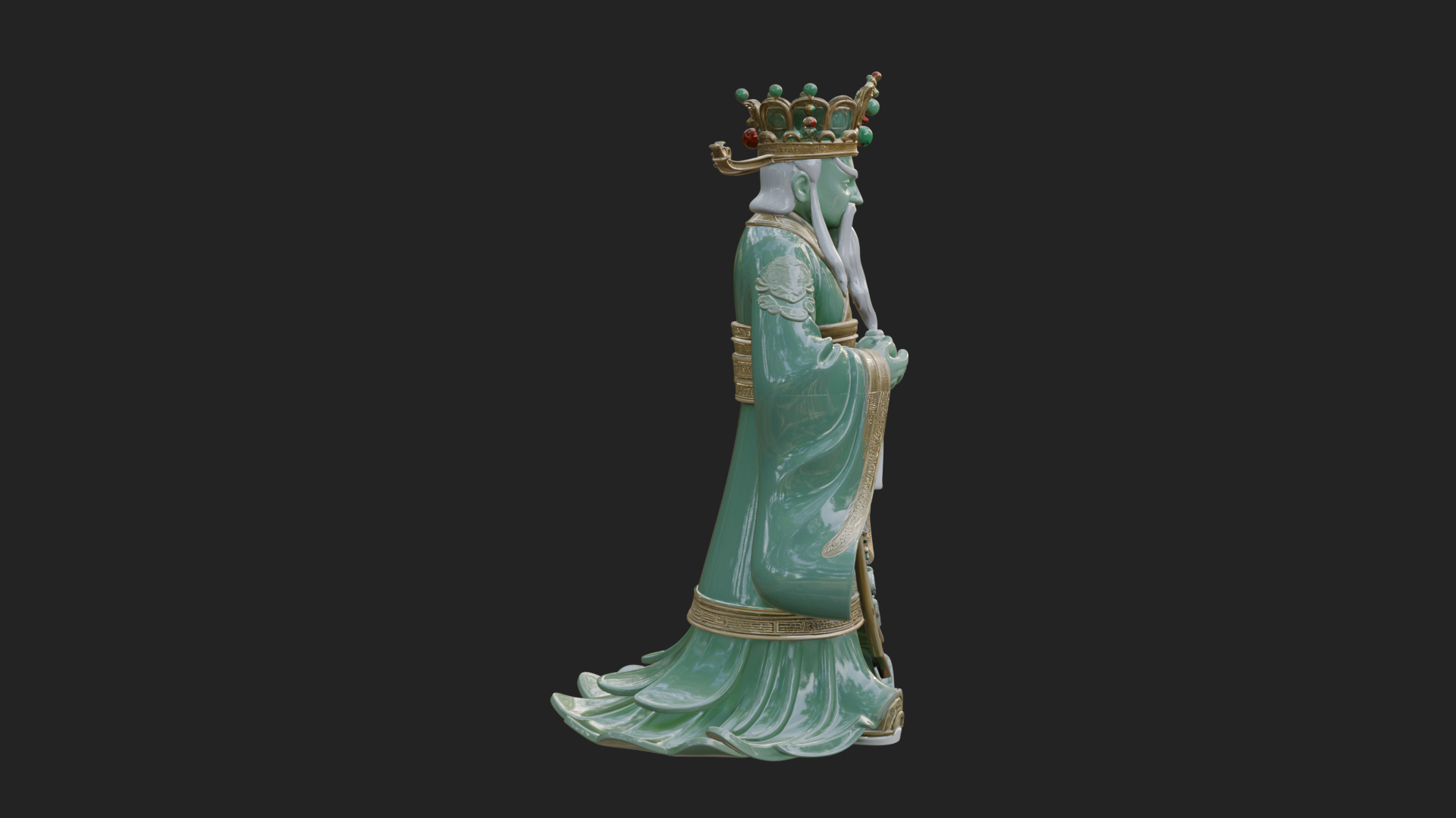 Crowned Jade Deity Statue Design 3 3D Print Model 3D Model