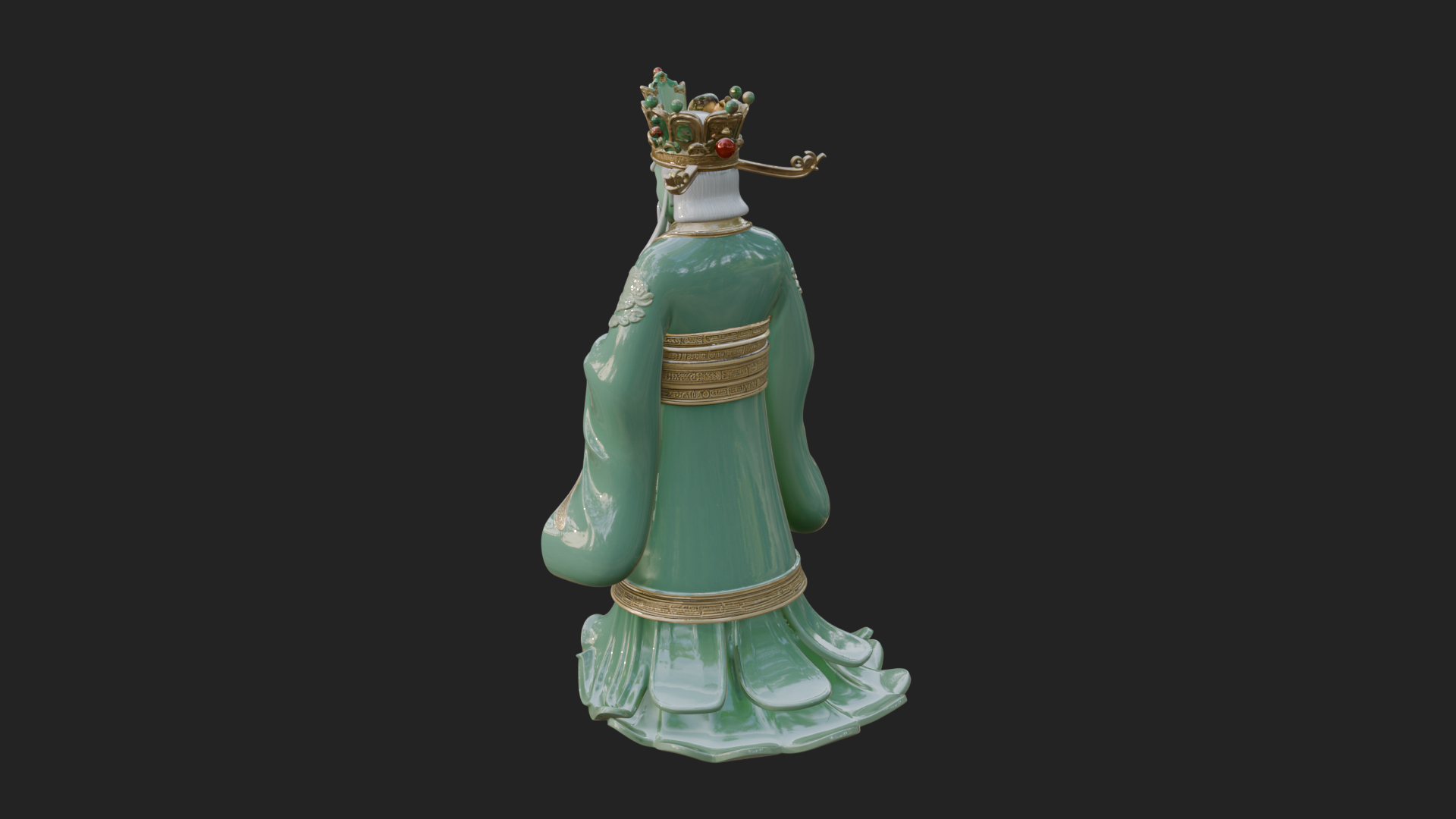 Crowned Jade Deity Statue Design 3 3D Print Model 3D Model