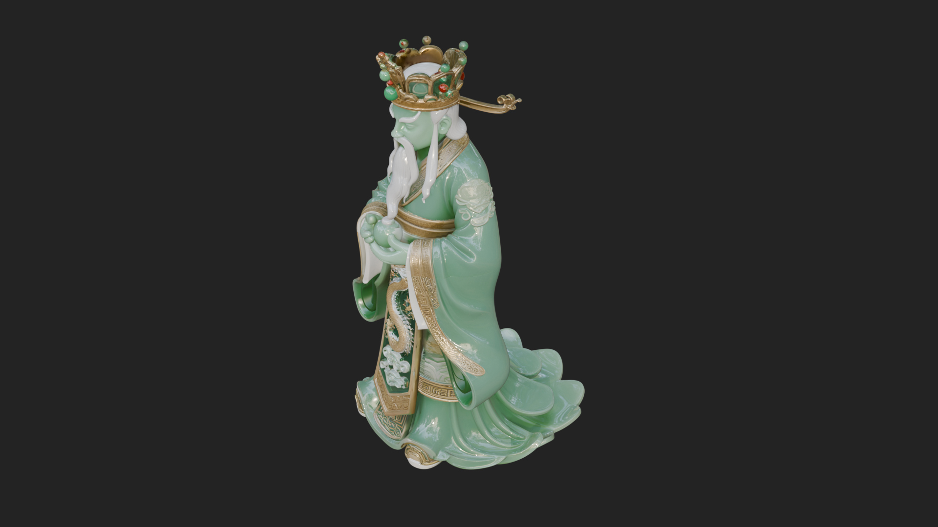 Crowned Jade Deity Statue Design 3 3D Print Model 3D Model