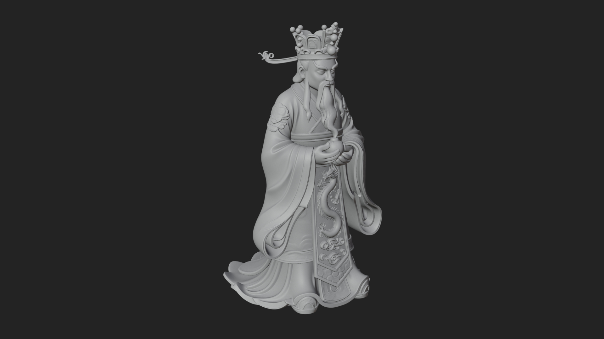 Crowned Jade Deity Statue Design 3 3D Print Model 3D Model