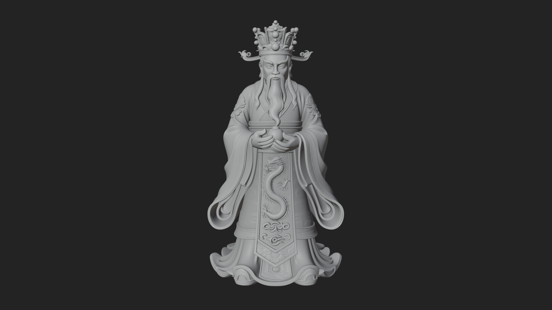 Crowned Jade Deity Statue Design 3 3D Print Model 3D Model