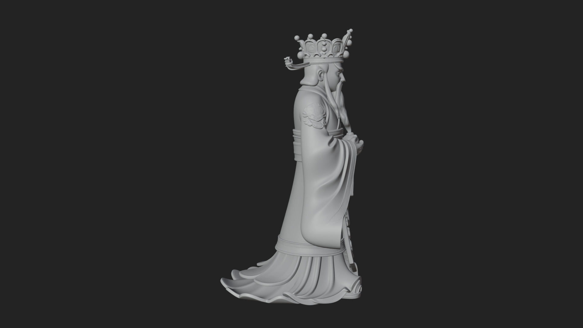 Crowned Jade Deity Statue Design 3 3D Print Model 3D Model