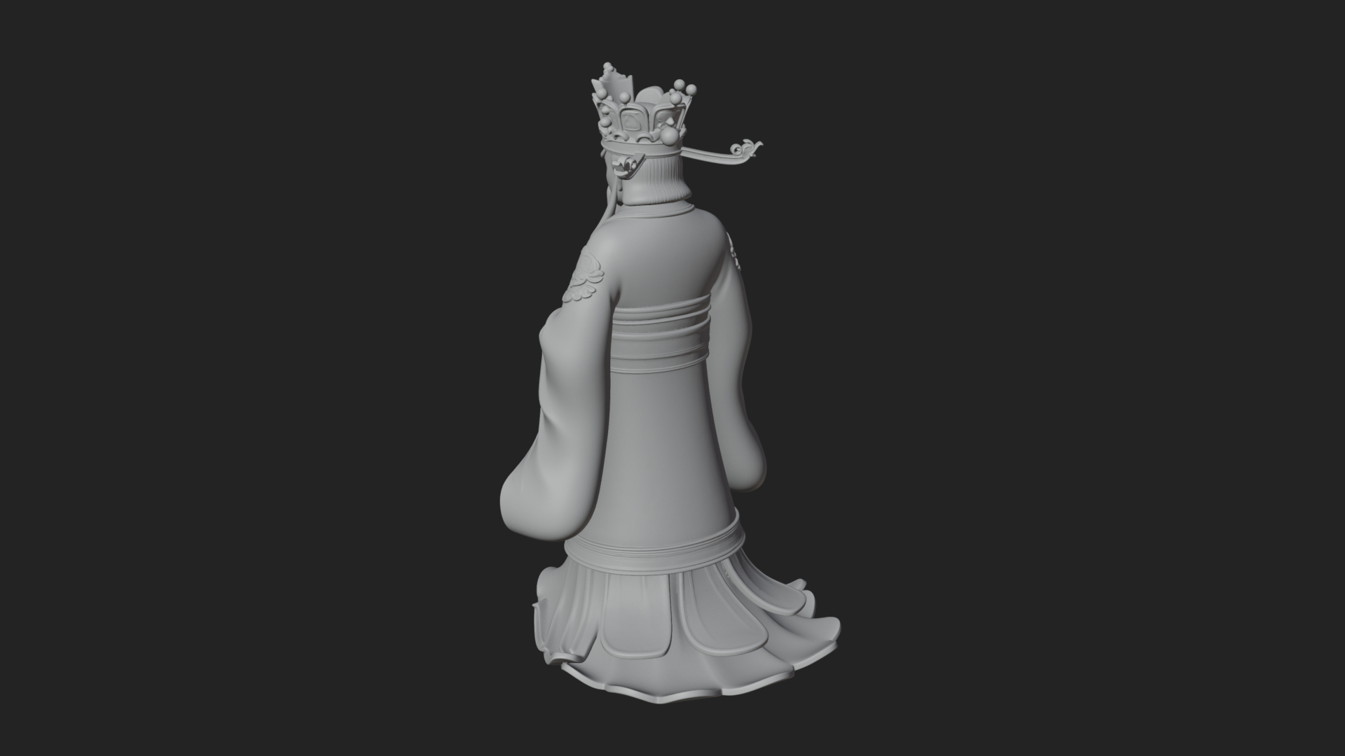 Crowned Jade Deity Statue Design 3 3D Print Model 3D Model