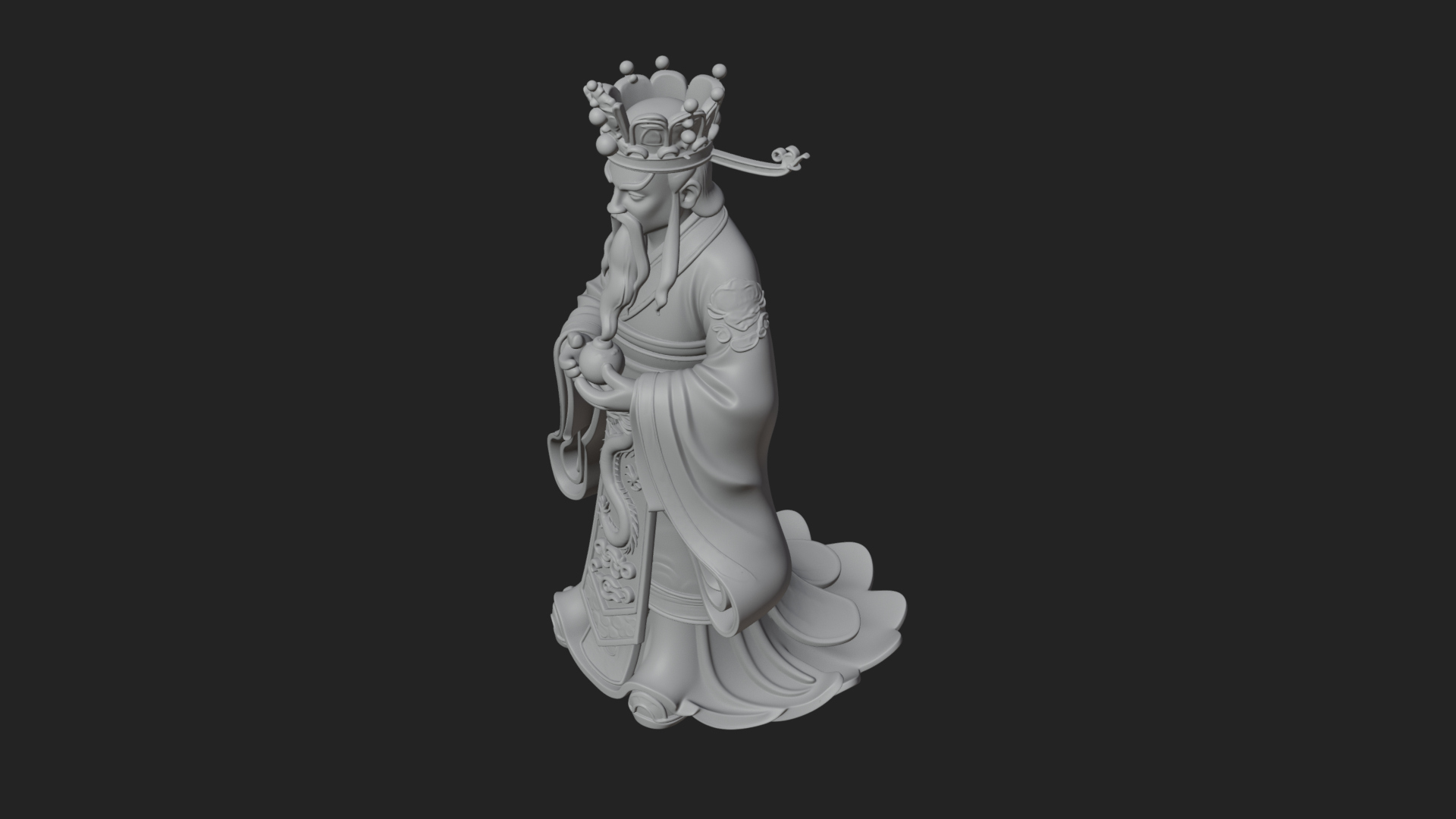 Crowned Jade Deity Statue Design 3 3D Print Model 3D Model