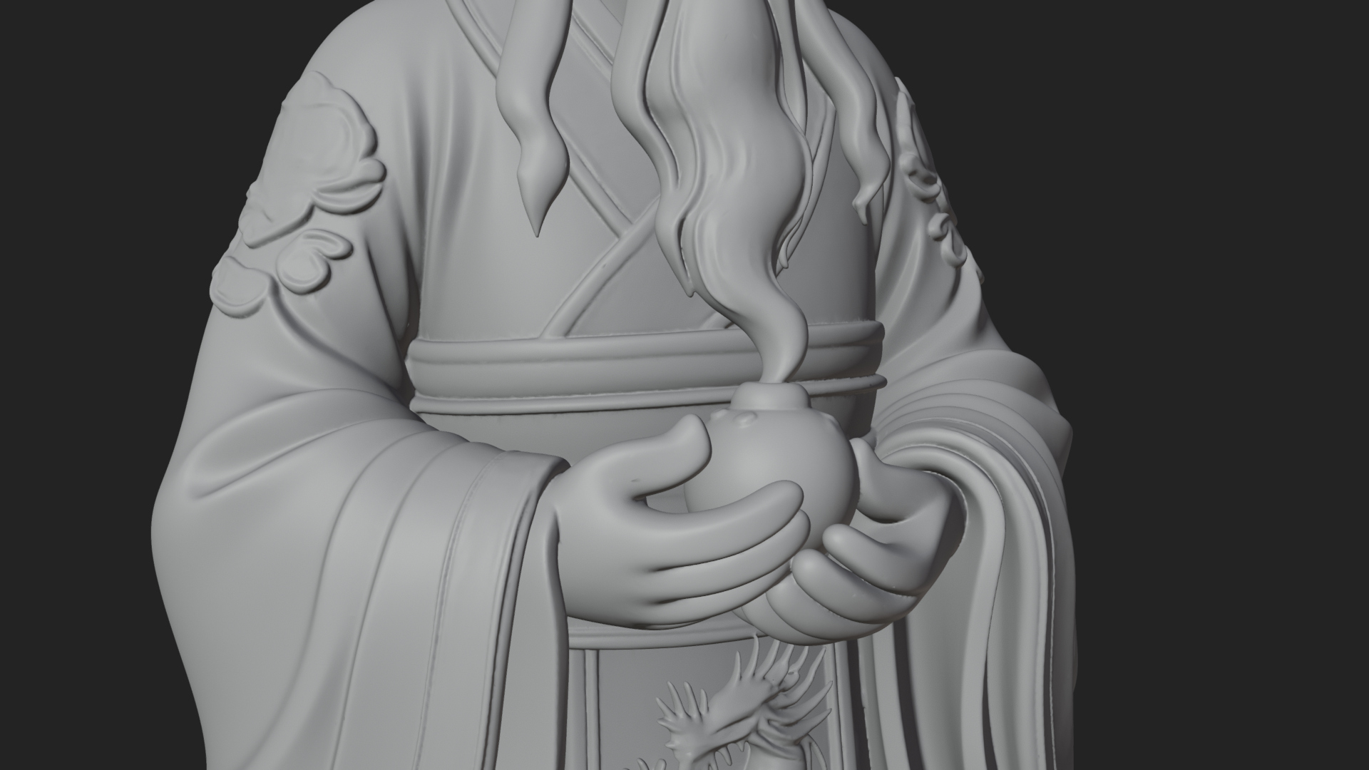 Crowned Jade Deity Statue Design 3 3D Print Model 3D Model