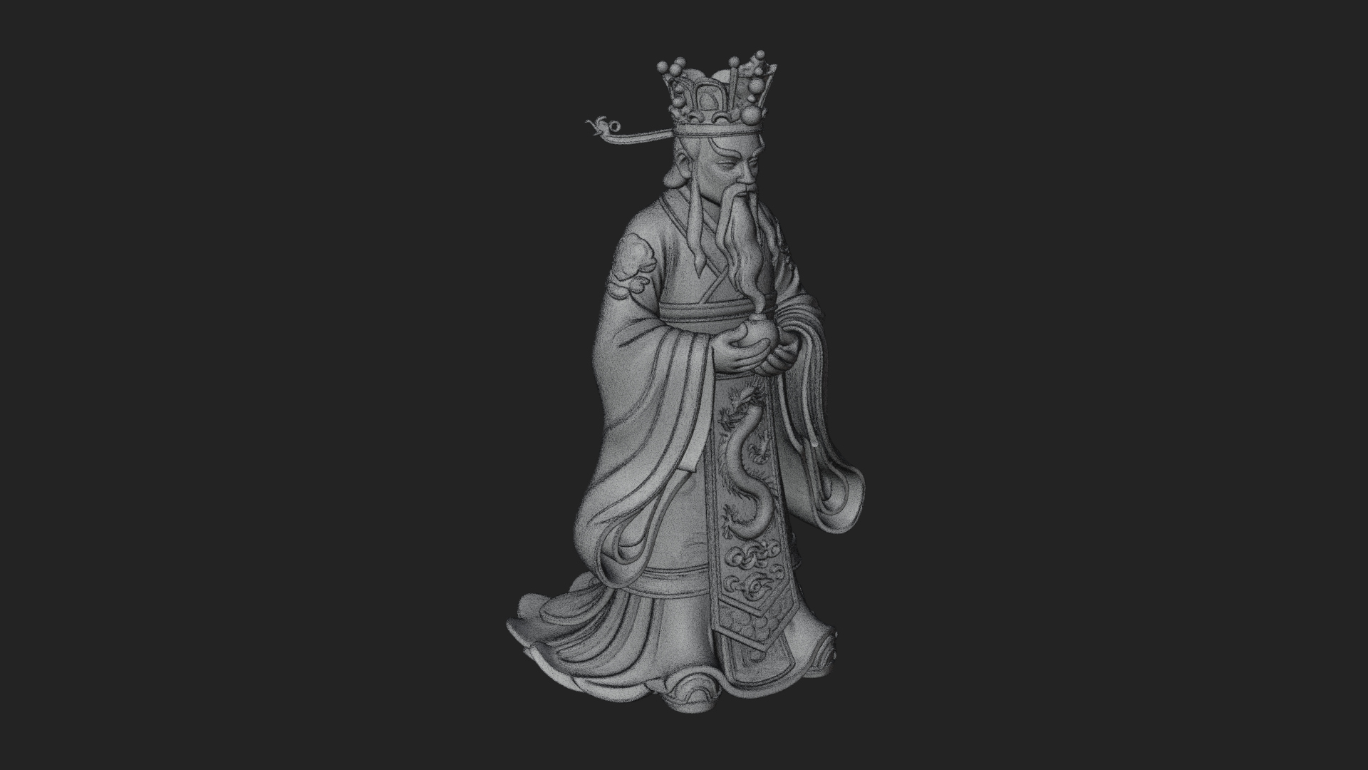 Crowned Jade Deity Statue Design 3 3D Print Model 3D Model