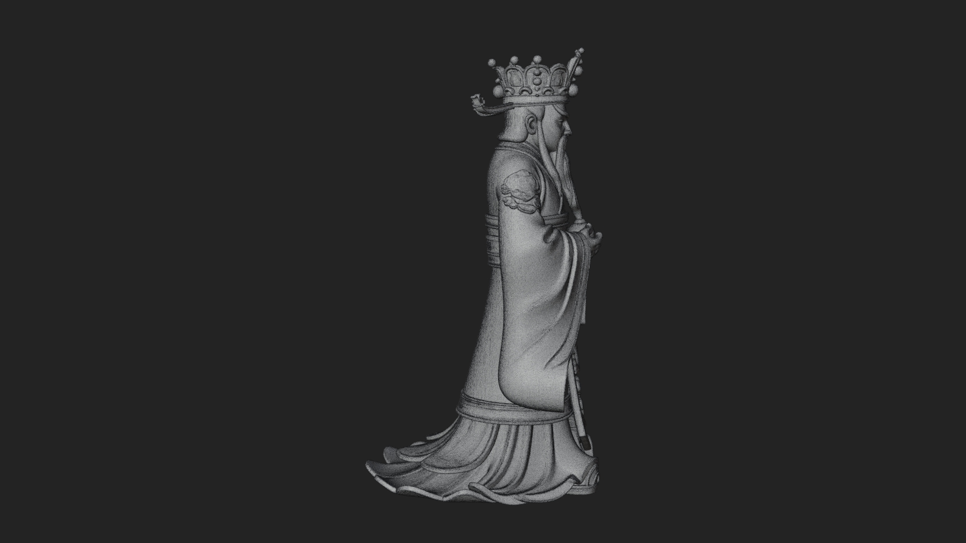 Crowned Jade Deity Statue Design 3 3D Print Model 3D Model