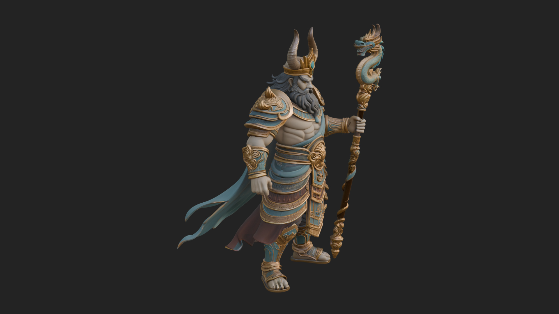 Crowned Jade Deity Statue Design 4 3D Print Model 3D Model