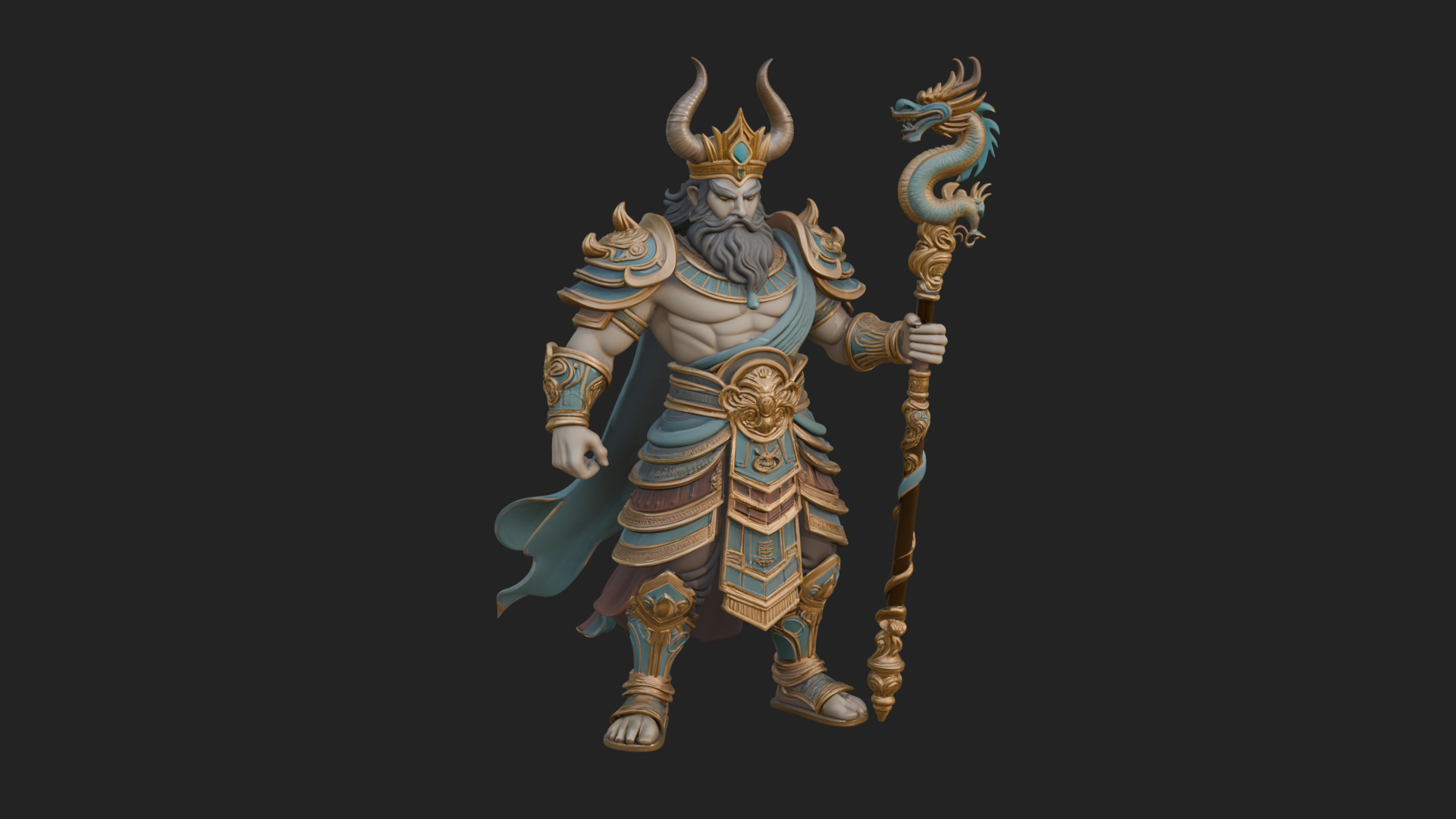 Crowned Jade Deity Statue Design 4 3D Print Model 3D Model