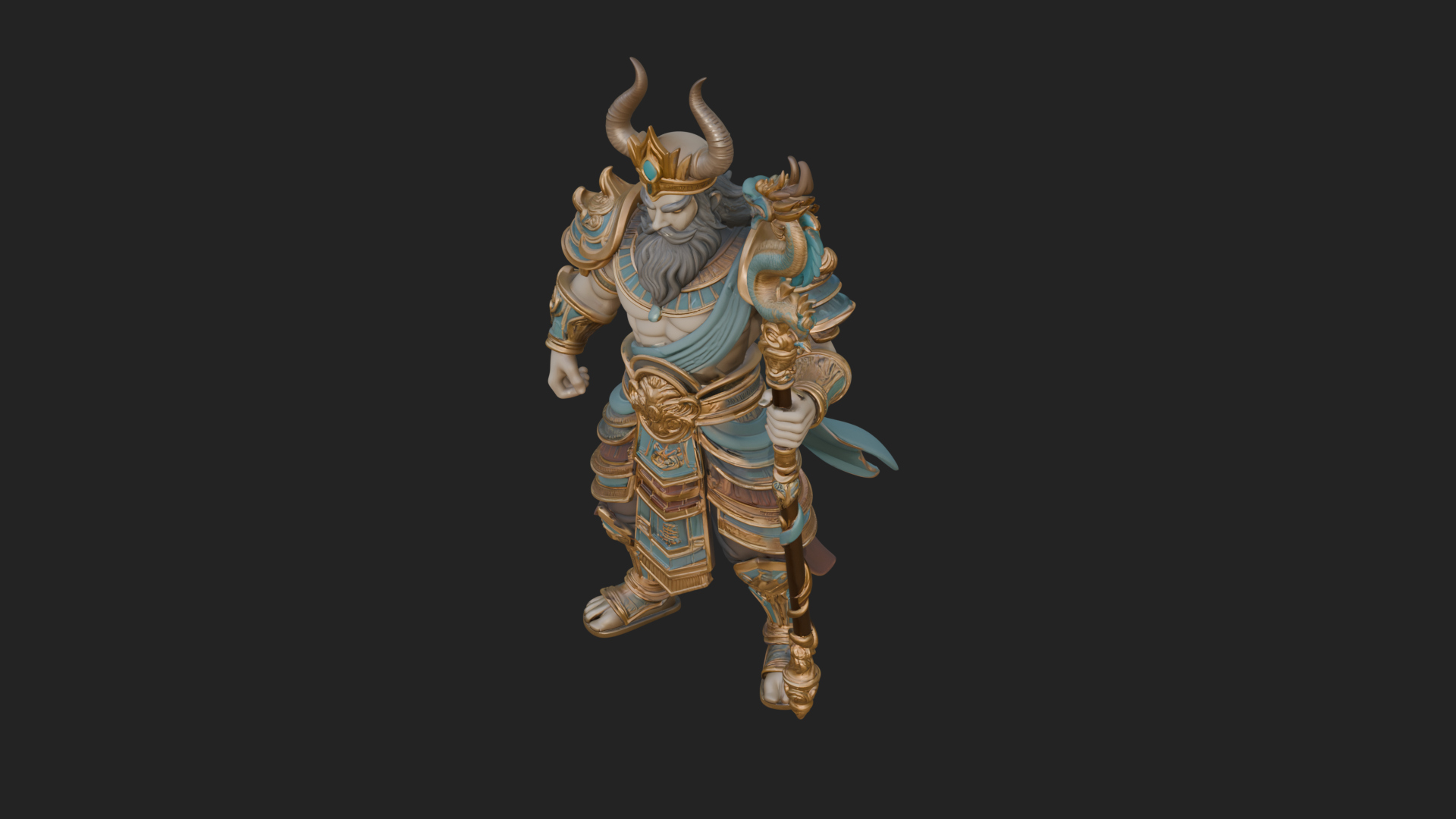Crowned Jade Deity Statue Design 4 3D Print Model 3D Model