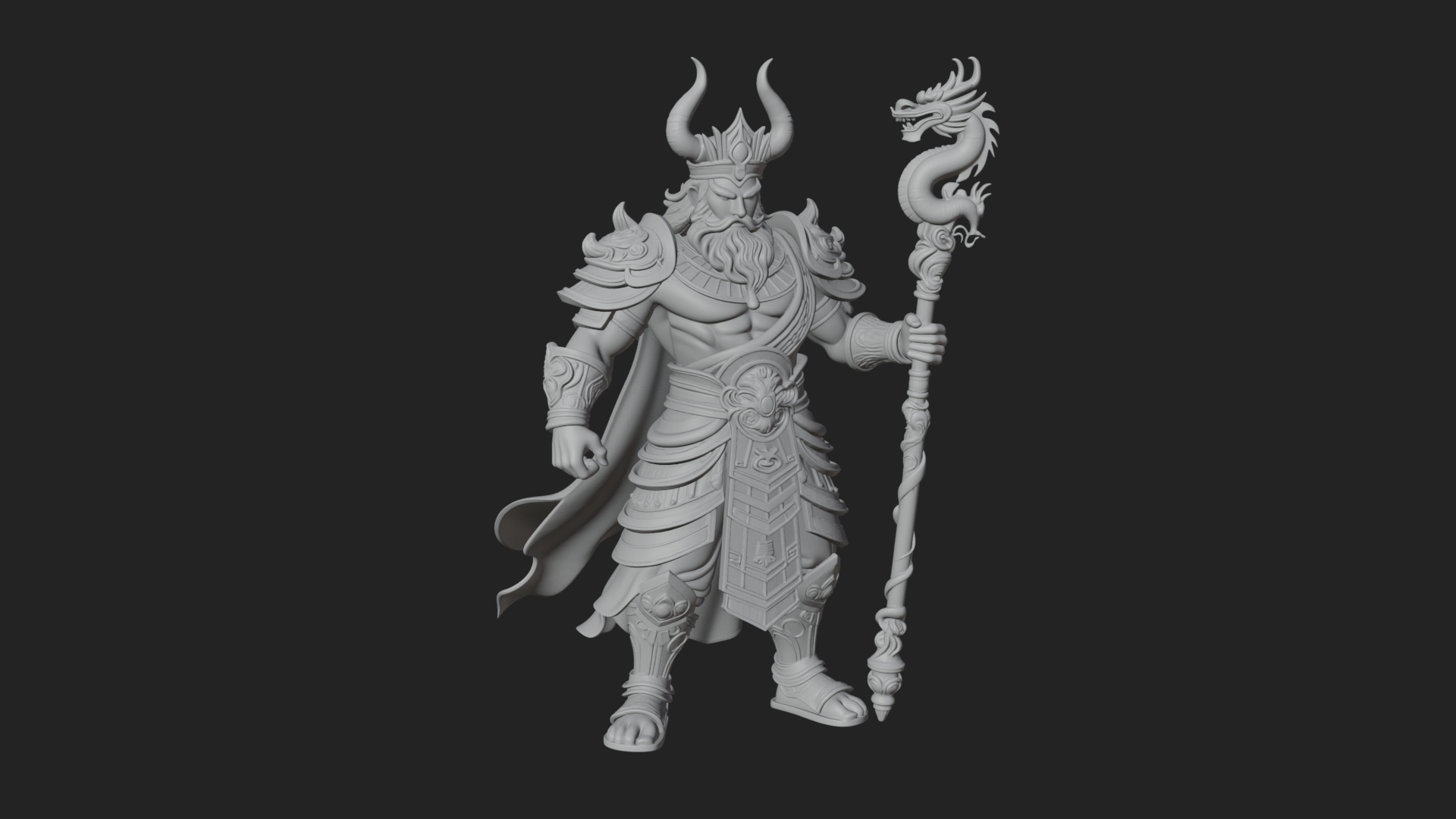 Crowned Jade Deity Statue Design 4 3D Print Model 3D Model