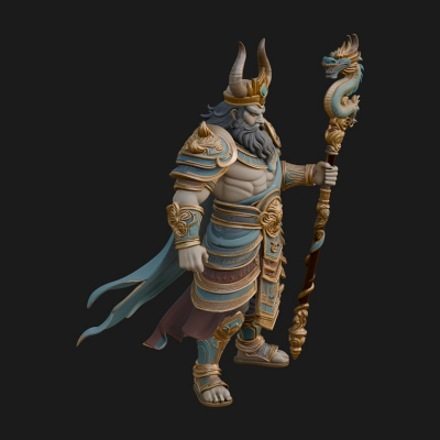 Crowned Jade Deity Statue Design 4 3D Print Model