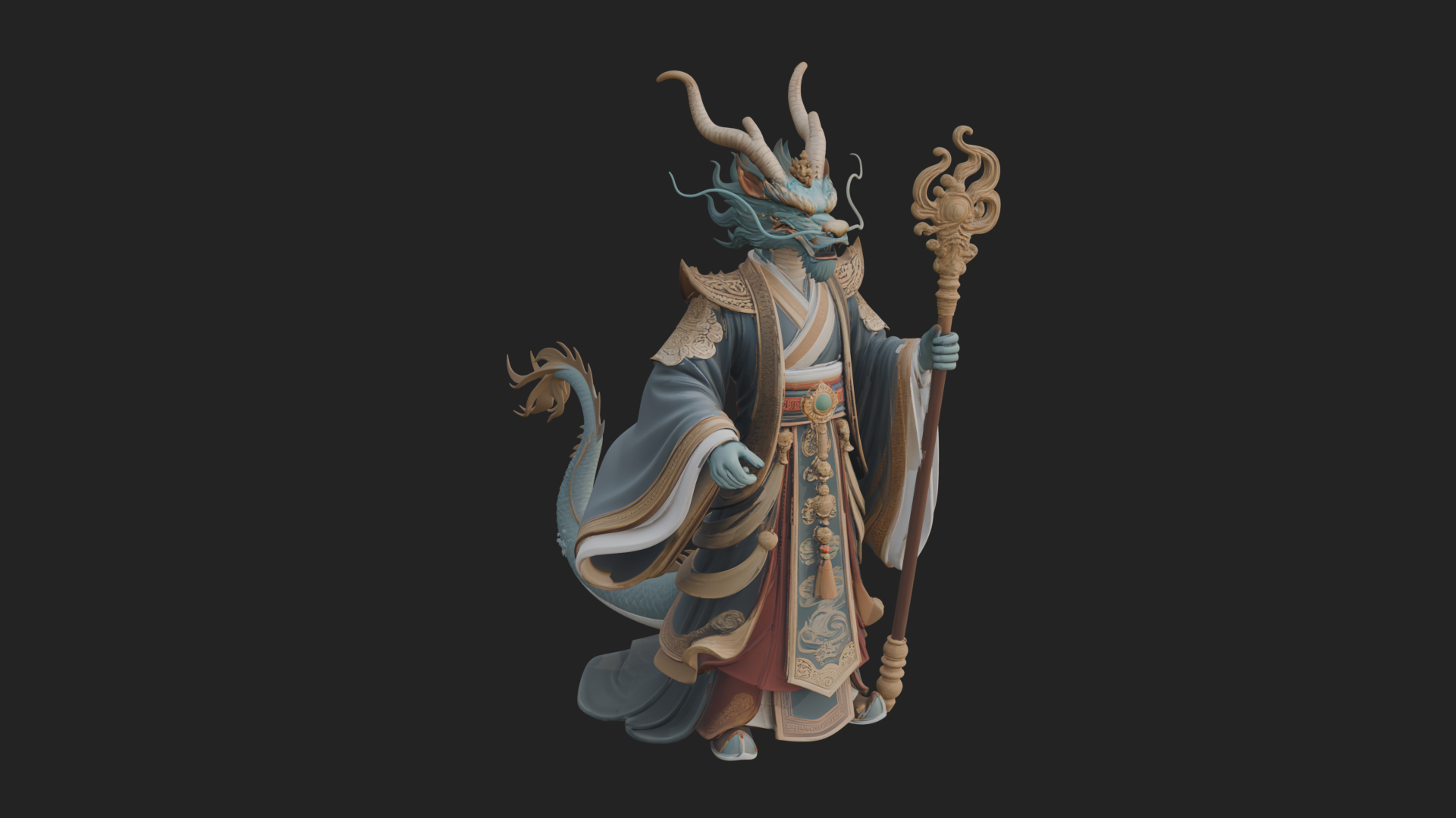 Crowned Jade Deity Statue Design 5 3D Print Model 3D Model