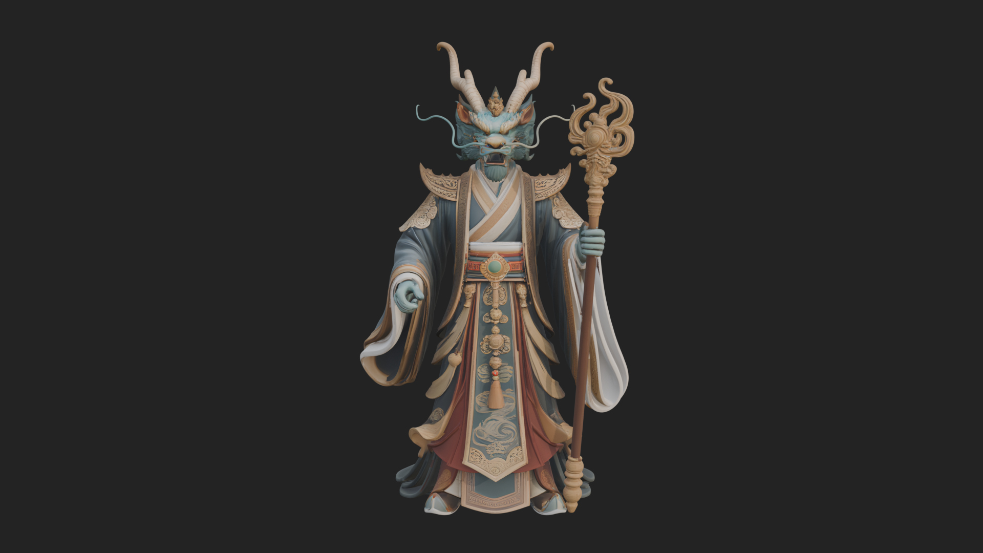 Crowned Jade Deity Statue Design 5 3D Print Model 3D Model