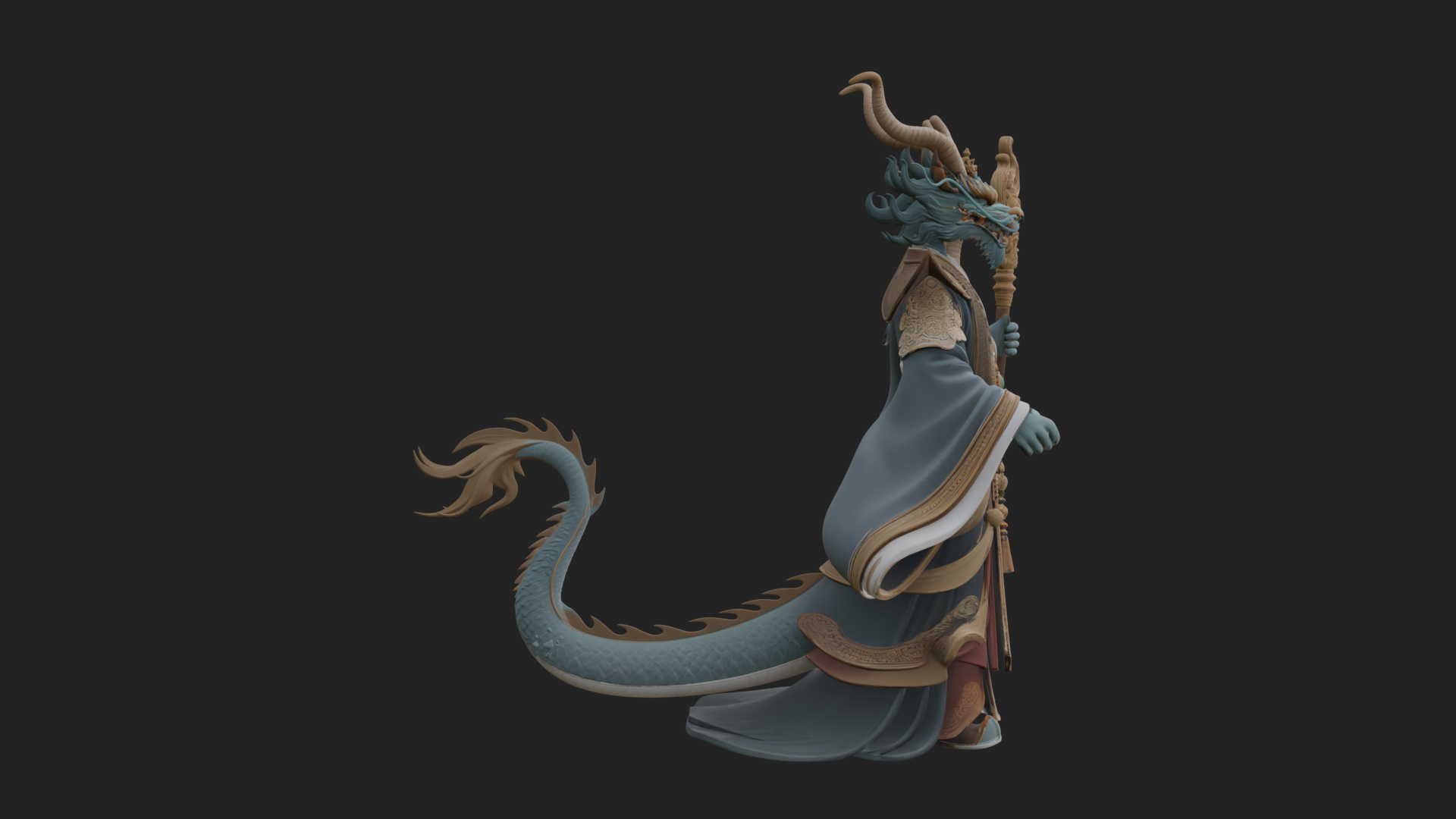 Crowned Jade Deity Statue Design 5 3D Print Model 3D Model