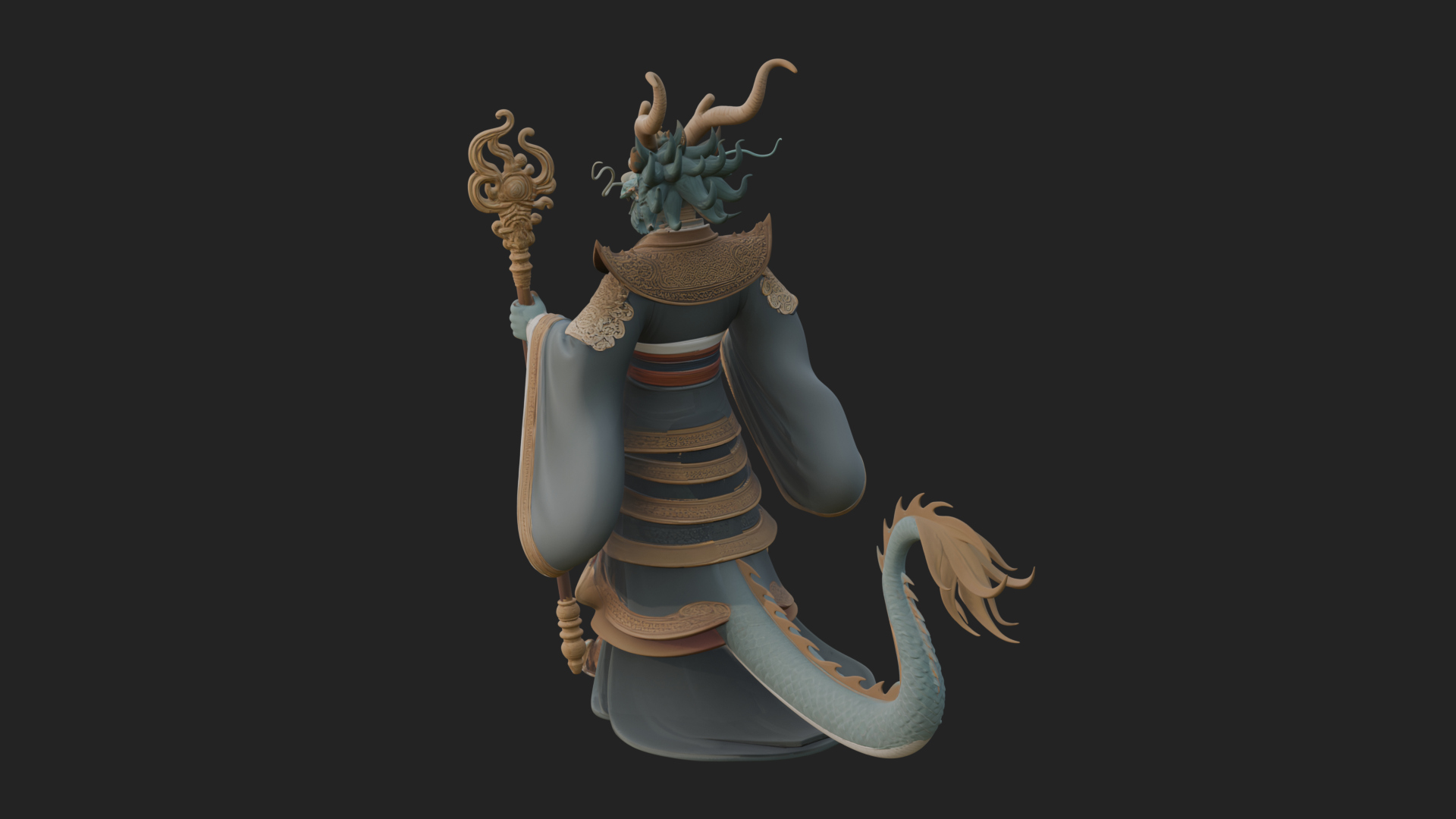 Crowned Jade Deity Statue Design 5 3D Print Model 3D Model