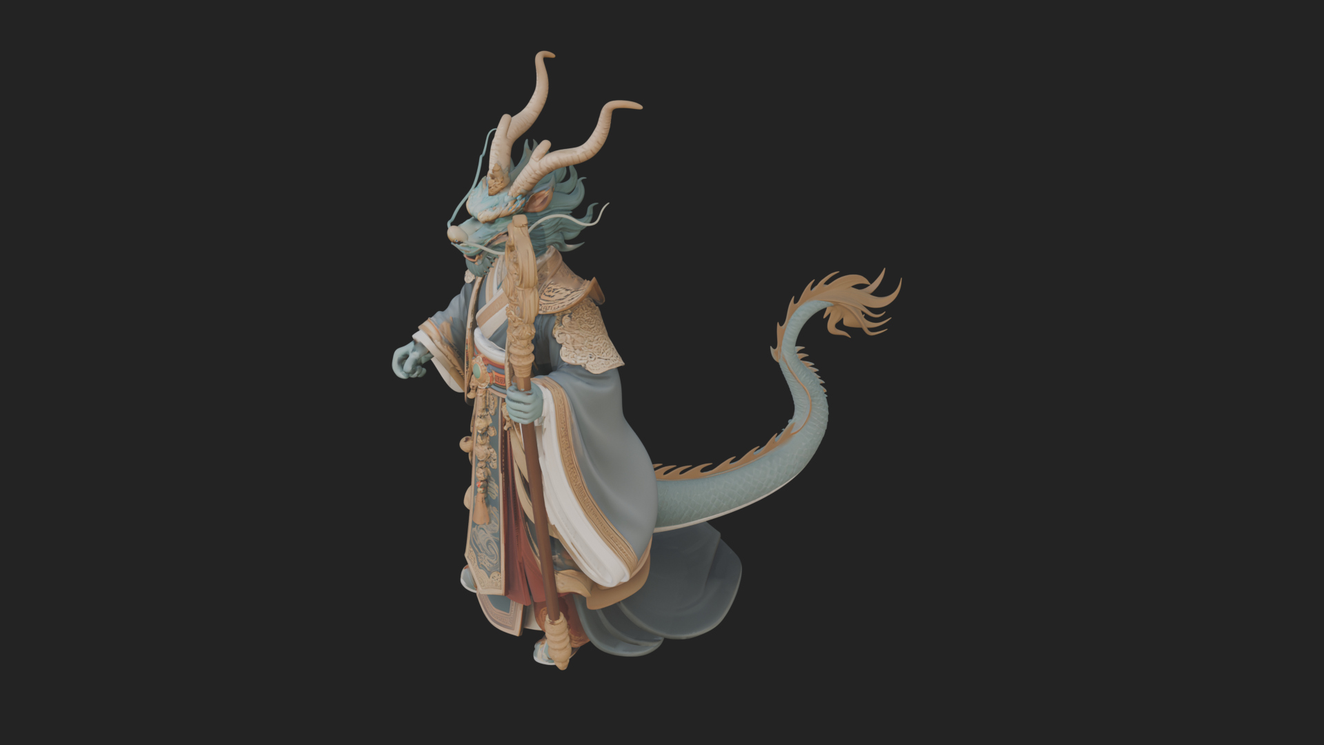 Crowned Jade Deity Statue Design 5 3D Print Model 3D Model