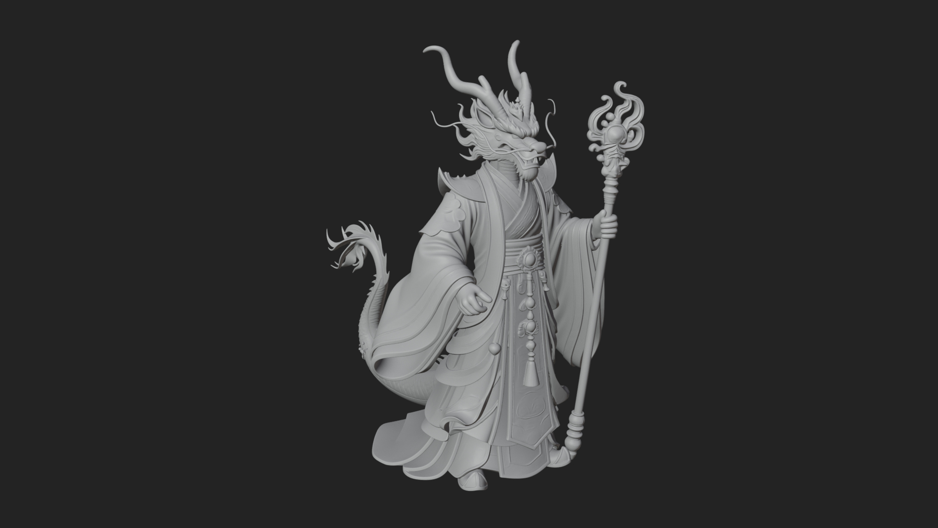 Crowned Jade Deity Statue Design 5 3D Print Model 3D Model