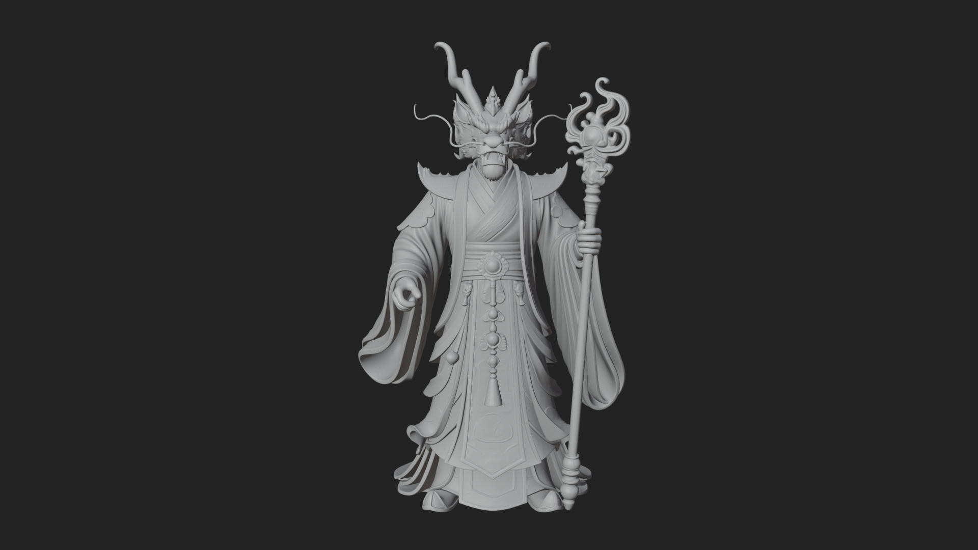 Crowned Jade Deity Statue Design 5 3D Print Model 3D Model
