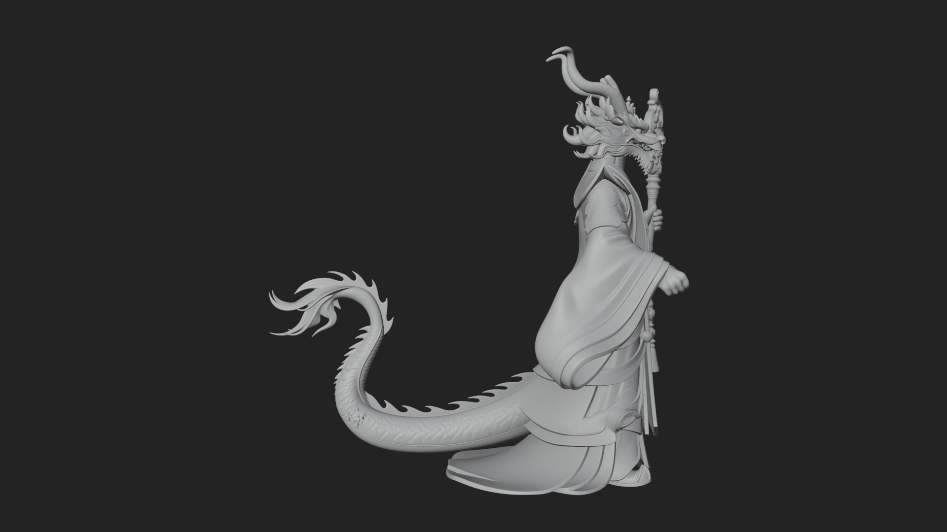 Crowned Jade Deity Statue Design 5 3D Print Model 3D Model
