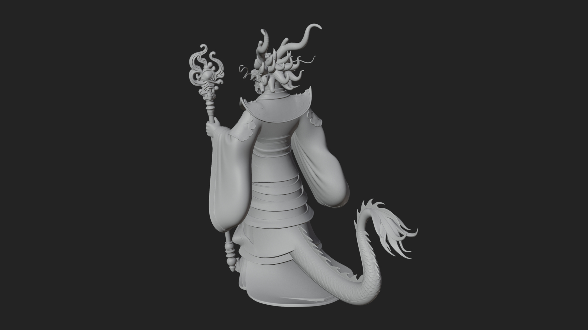 Crowned Jade Deity Statue Design 5 3D Print Model 3D Model