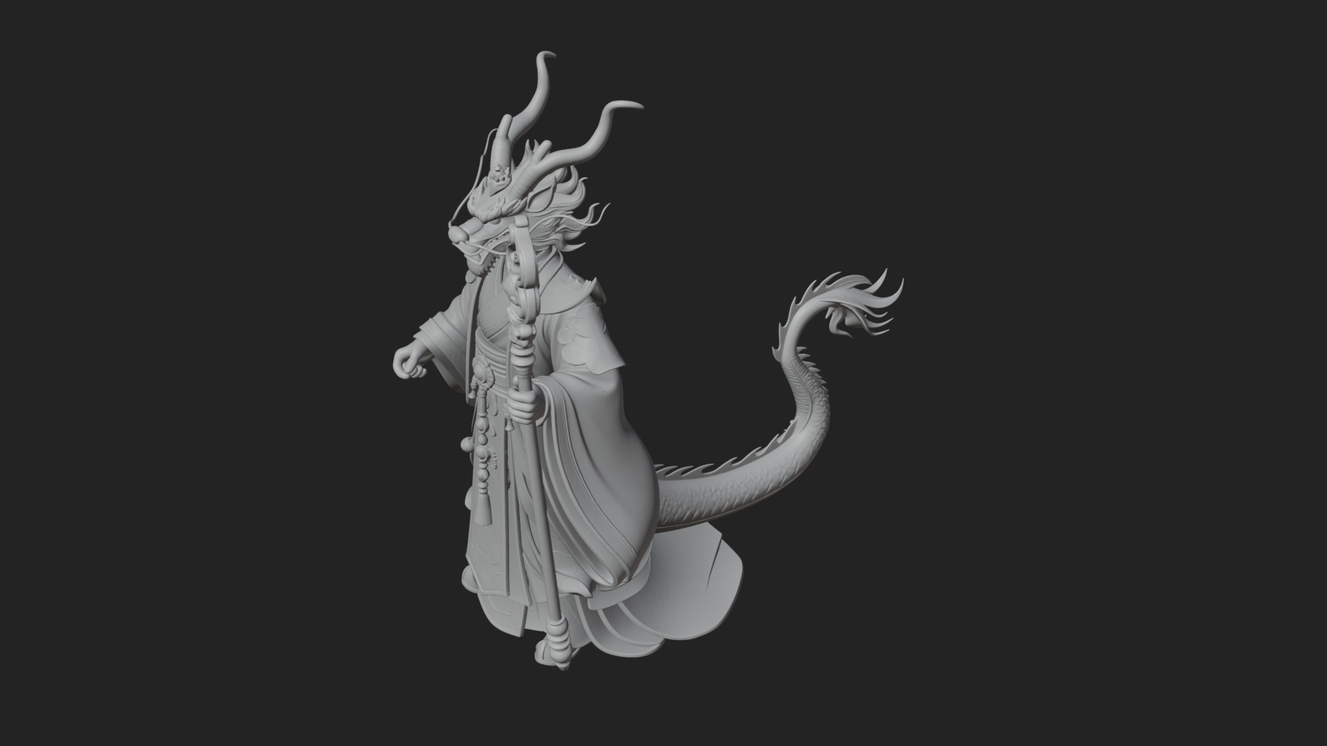 Crowned Jade Deity Statue Design 5 3D Print Model 3D Model