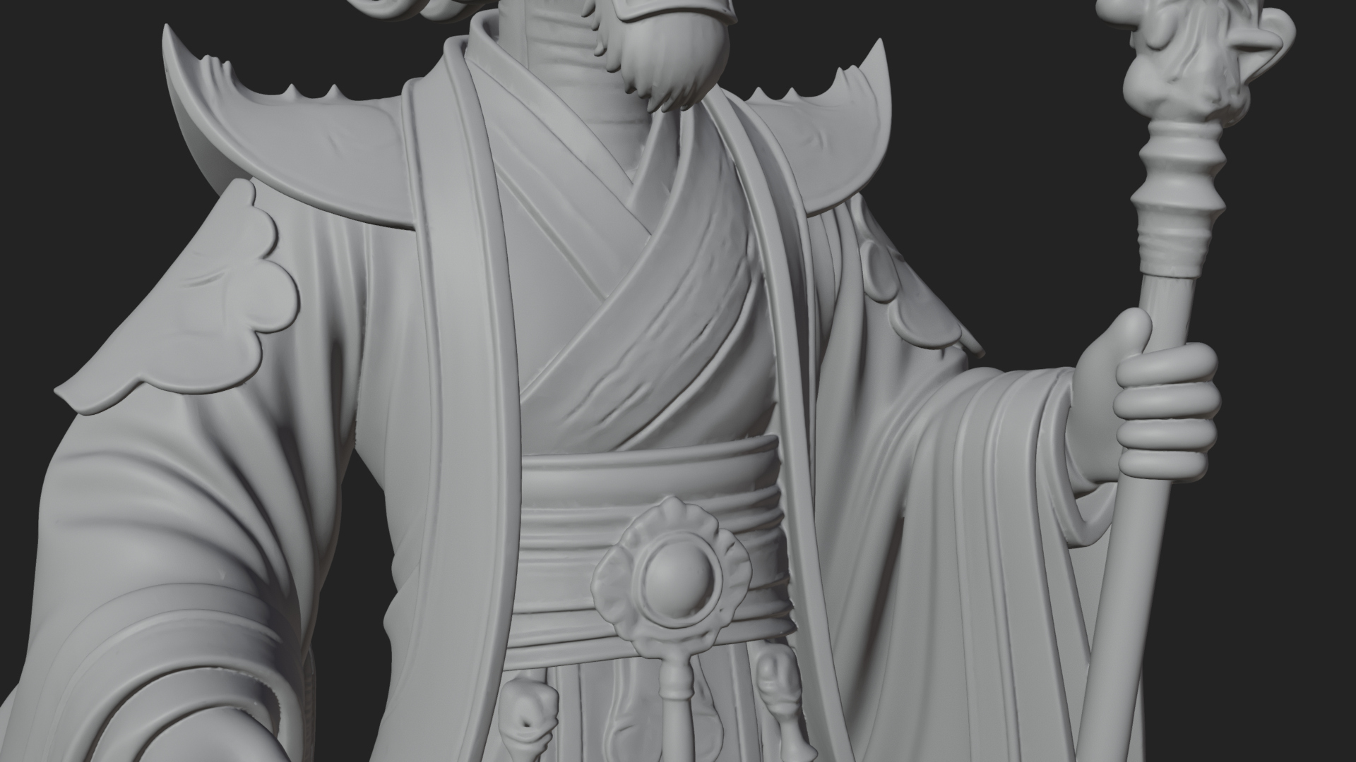 Crowned Jade Deity Statue Design 5 3D Print Model 3D Model