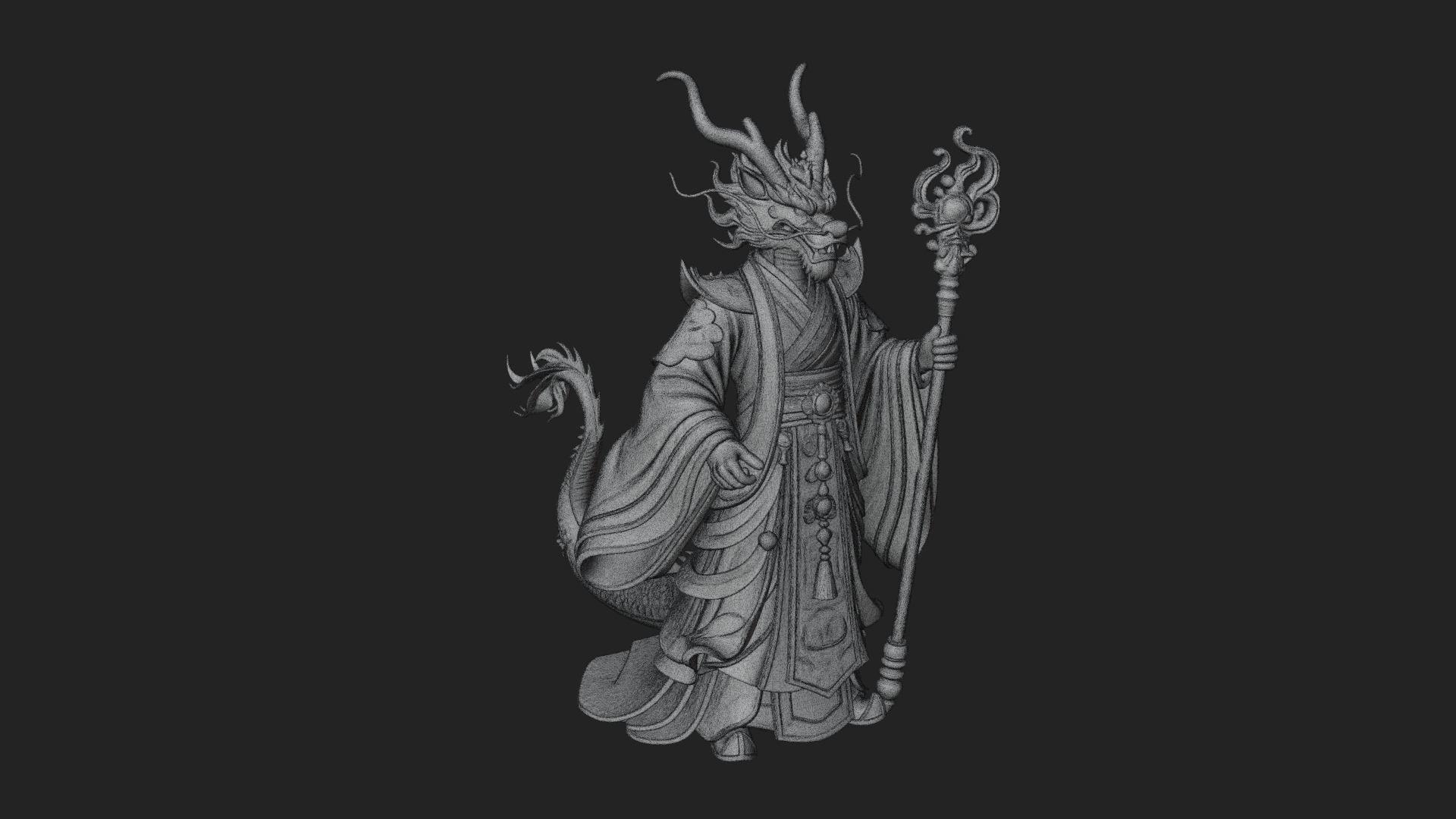 Crowned Jade Deity Statue Design 5 3D Print Model 3D Model