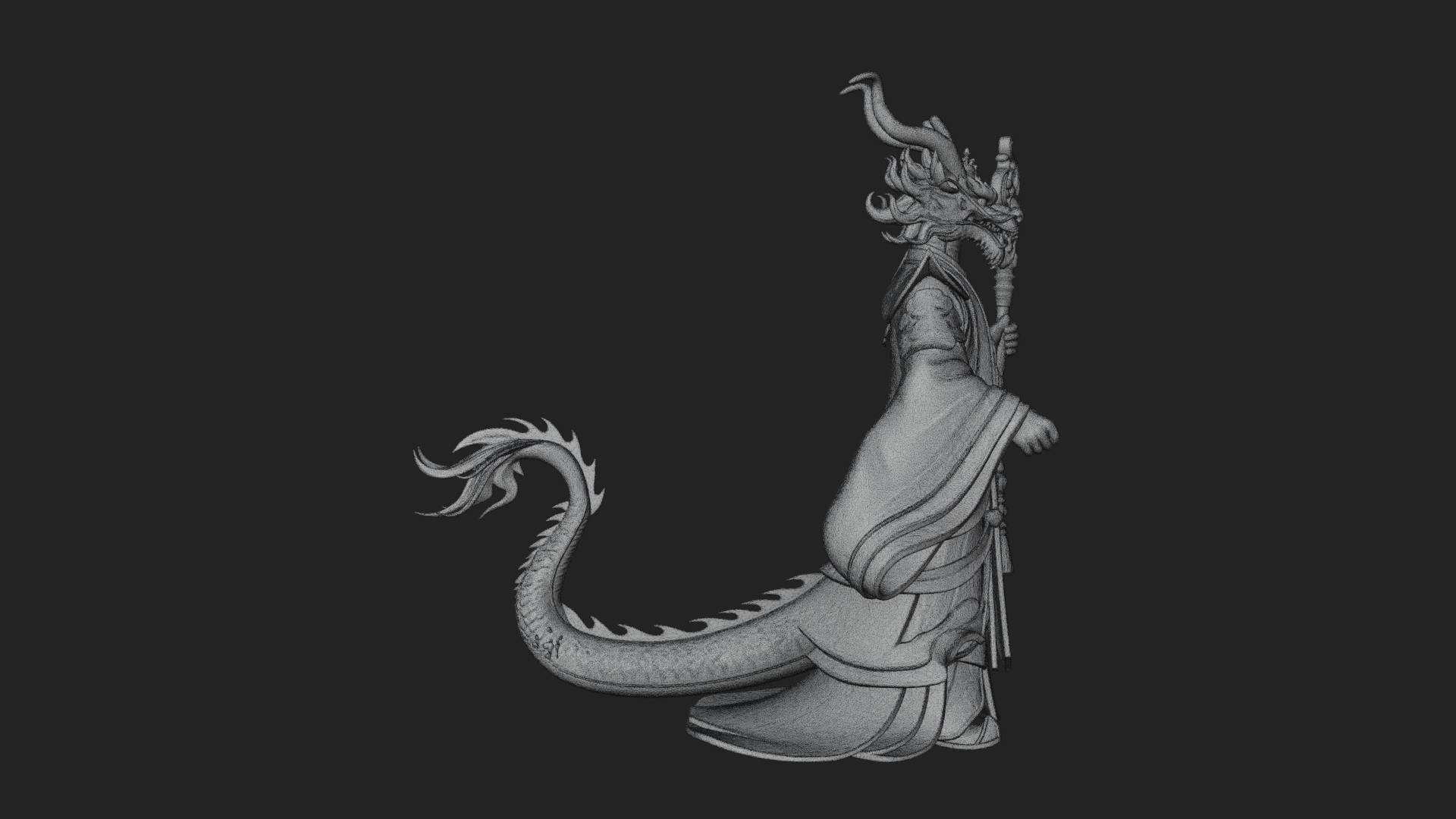 Crowned Jade Deity Statue Design 5 3D Print Model 3D Model