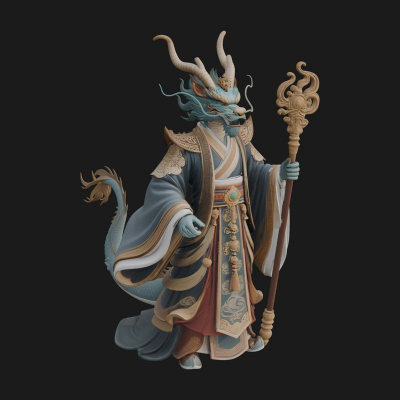 Crowned Jade Deity Statue Design 5 3D Print Model