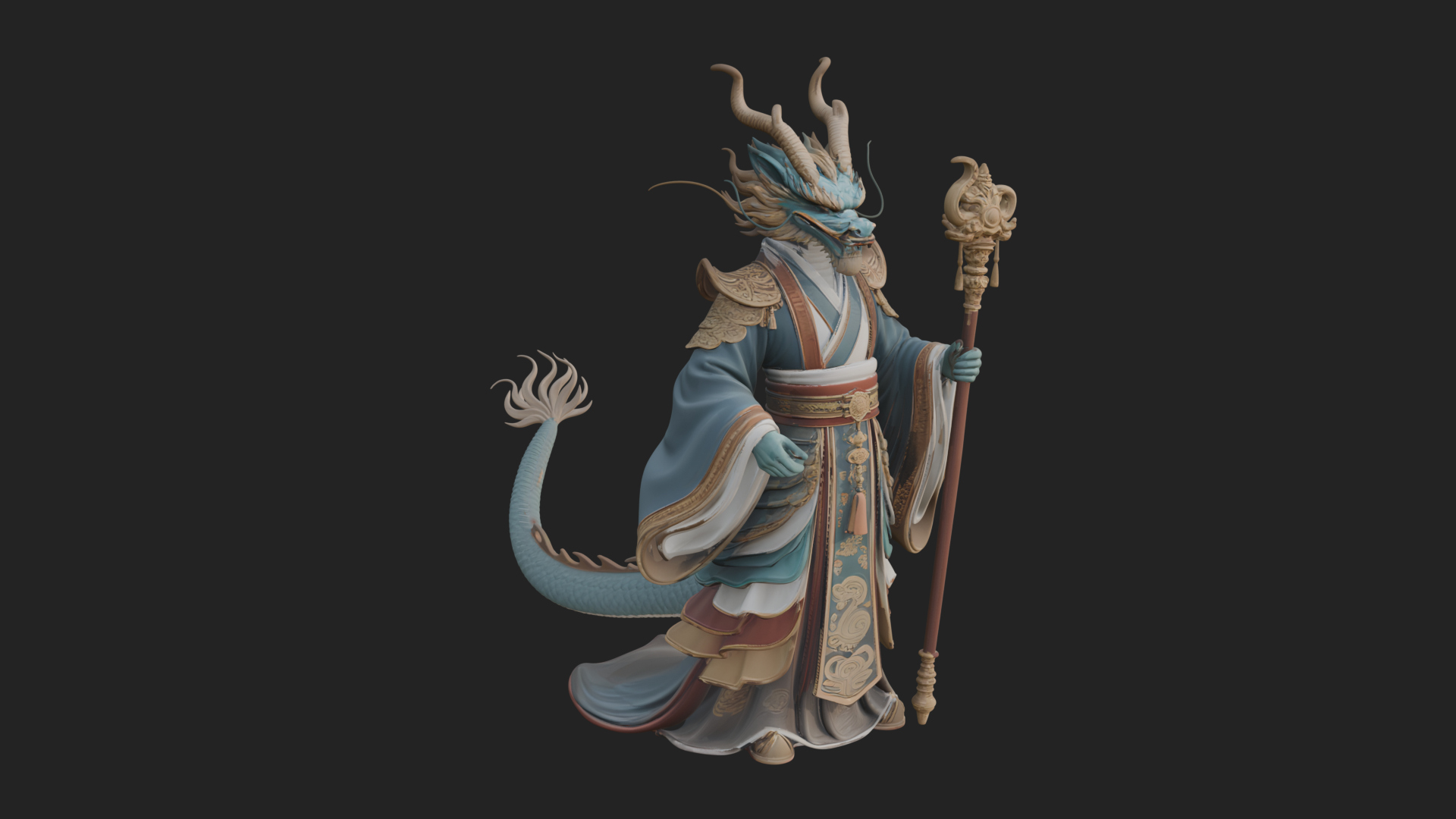 Crowned Jade Deity Statue Design 6 3D Print Model 3D Model
