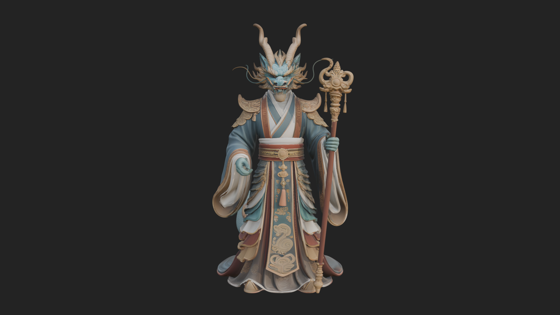 Crowned Jade Deity Statue Design 6 3D Print Model 3D Model
