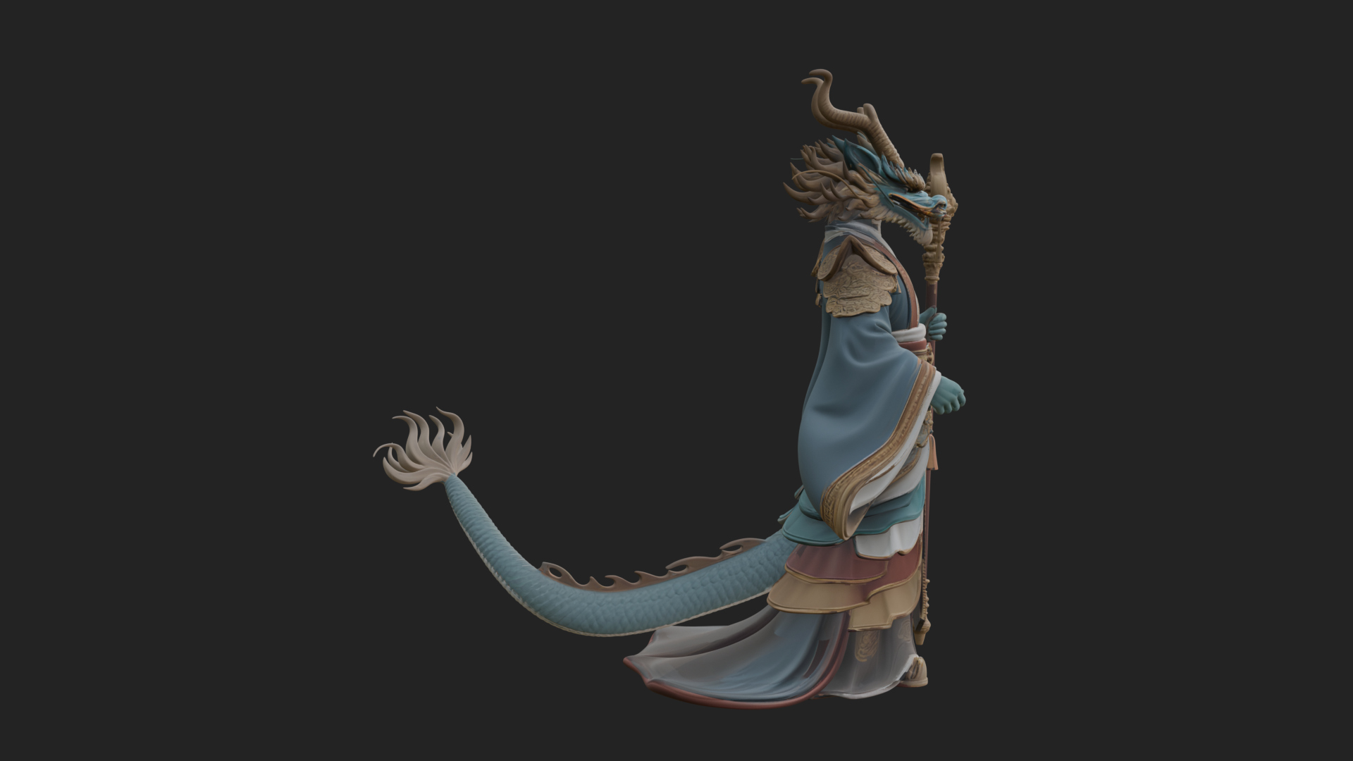 Crowned Jade Deity Statue Design 6 3D Print Model 3D Model