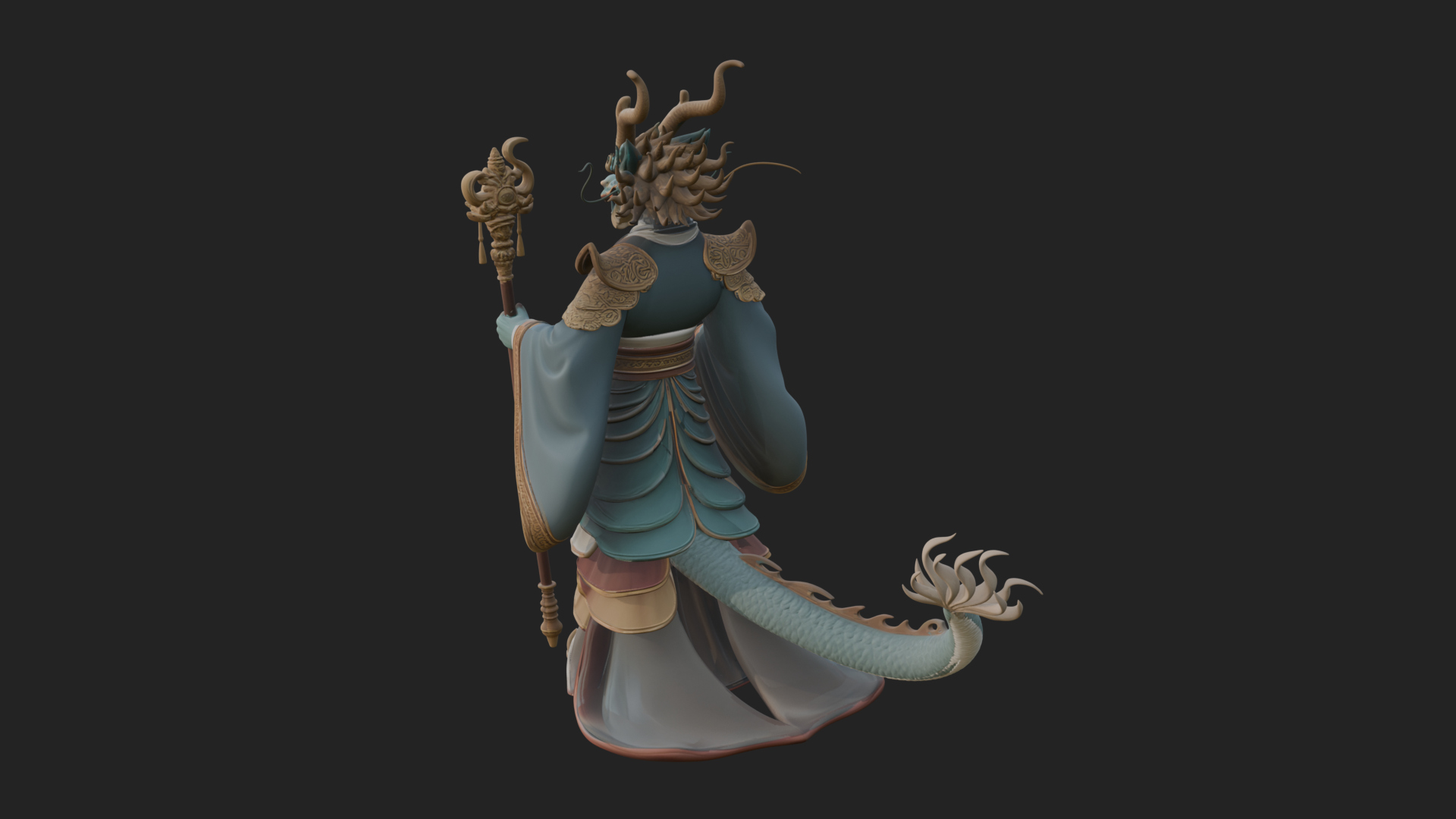 Crowned Jade Deity Statue Design 6 3D Print Model 3D Model