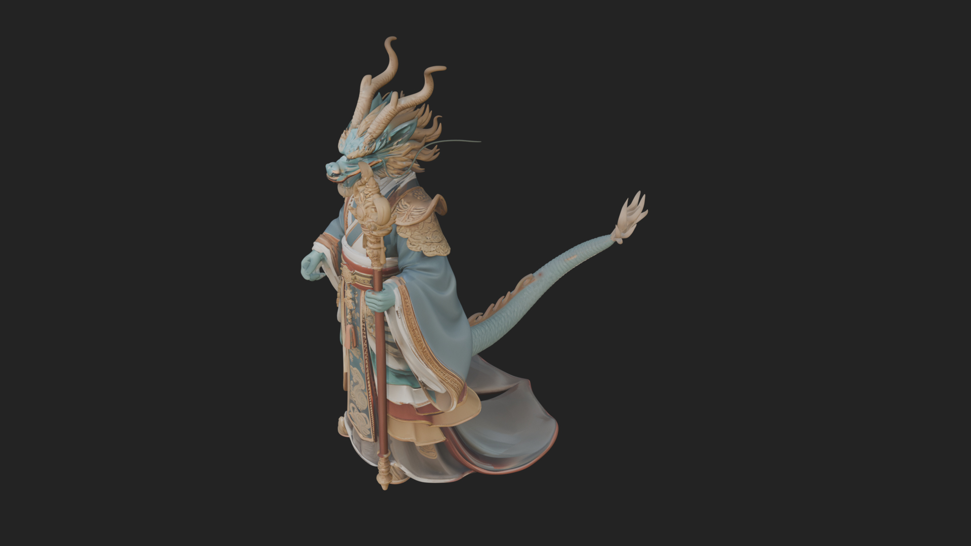 Crowned Jade Deity Statue Design 6 3D Print Model 3D Model