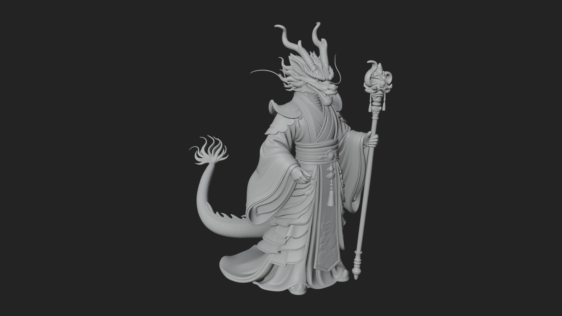 Crowned Jade Deity Statue Design 6 3D Print Model 3D Model