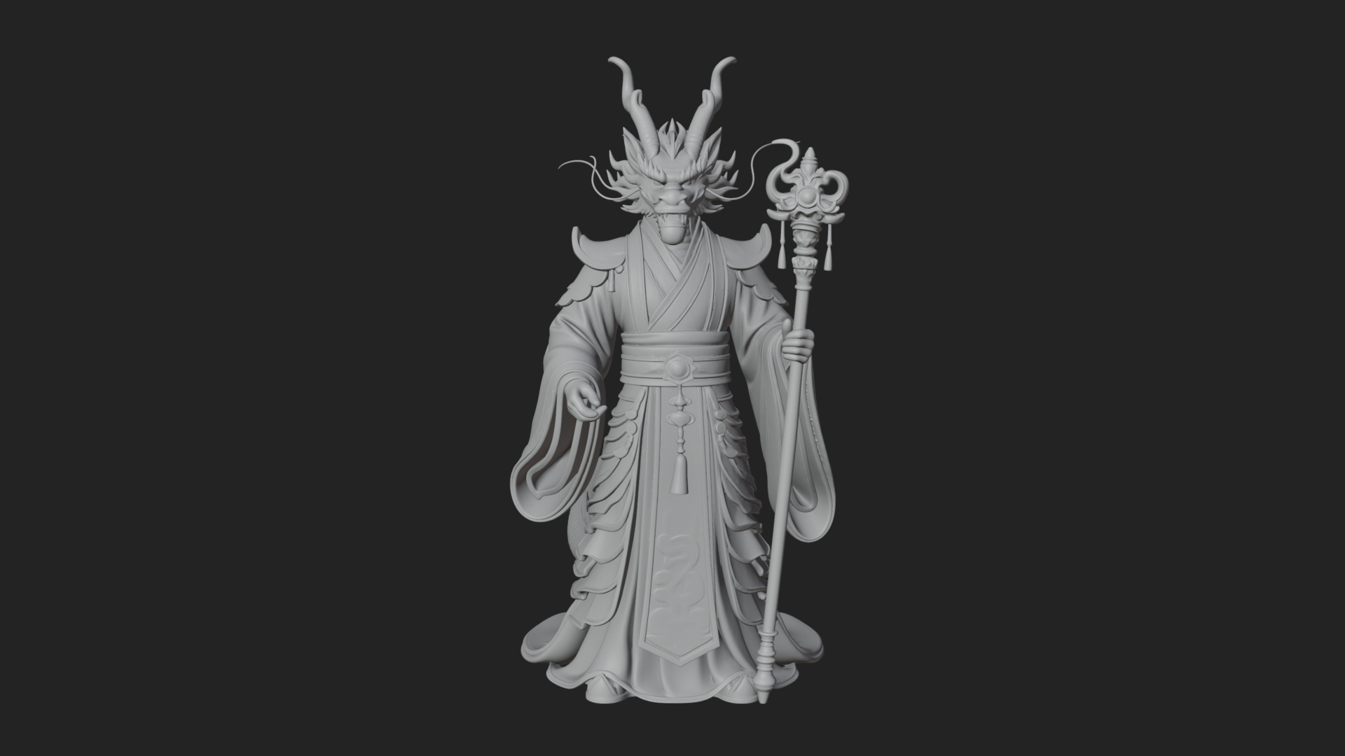 Crowned Jade Deity Statue Design 6 3D Print Model 3D Model