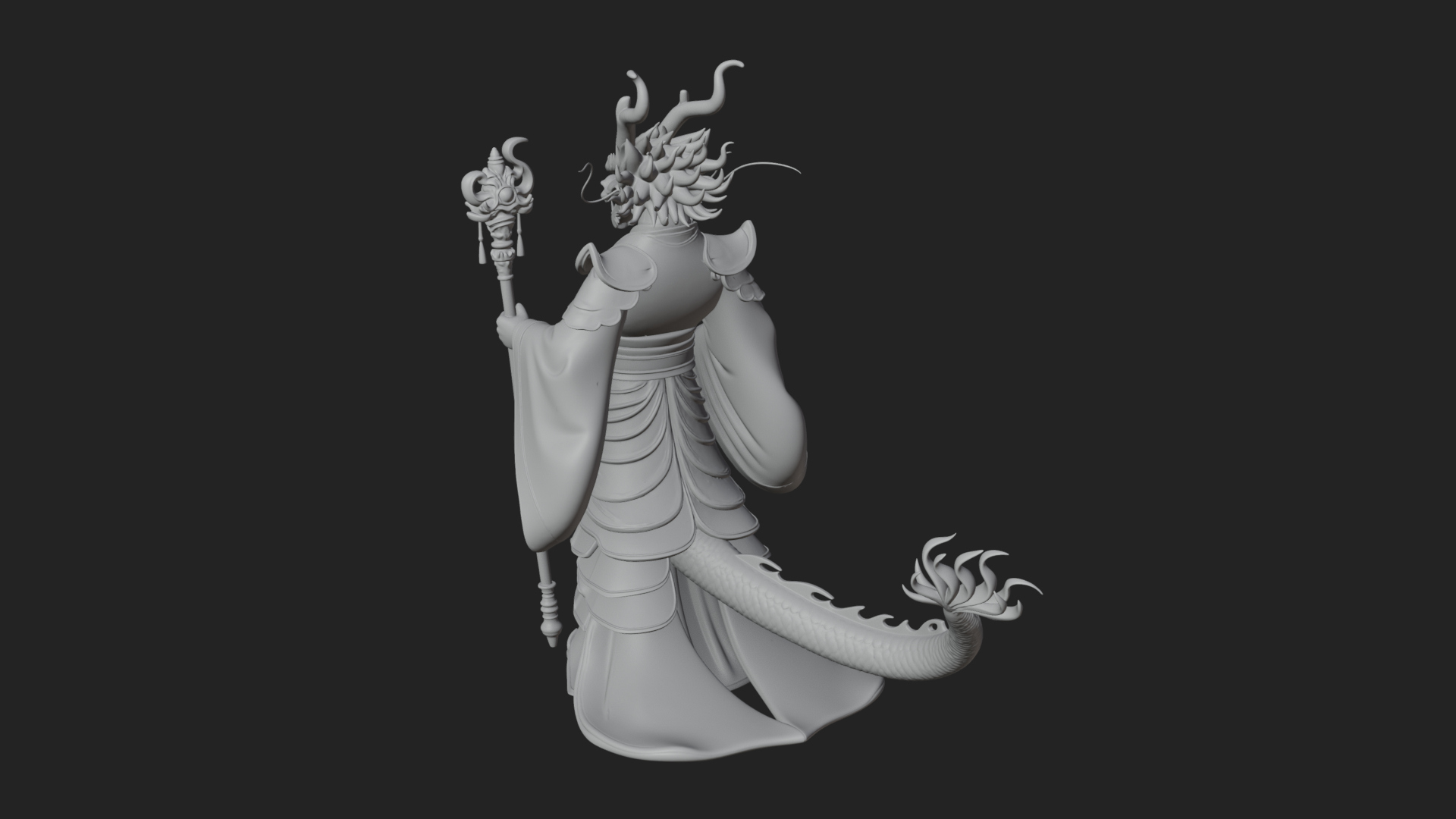 Crowned Jade Deity Statue Design 6 3D Print Model 3D Model