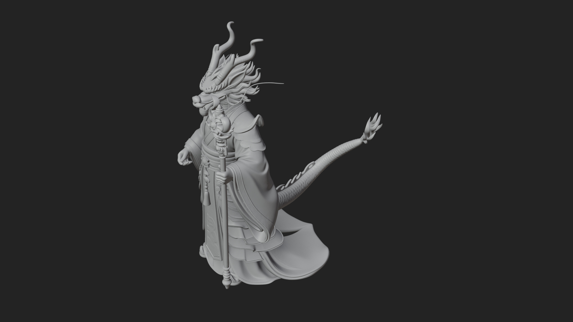 Crowned Jade Deity Statue Design 6 3D Print Model 3D Model