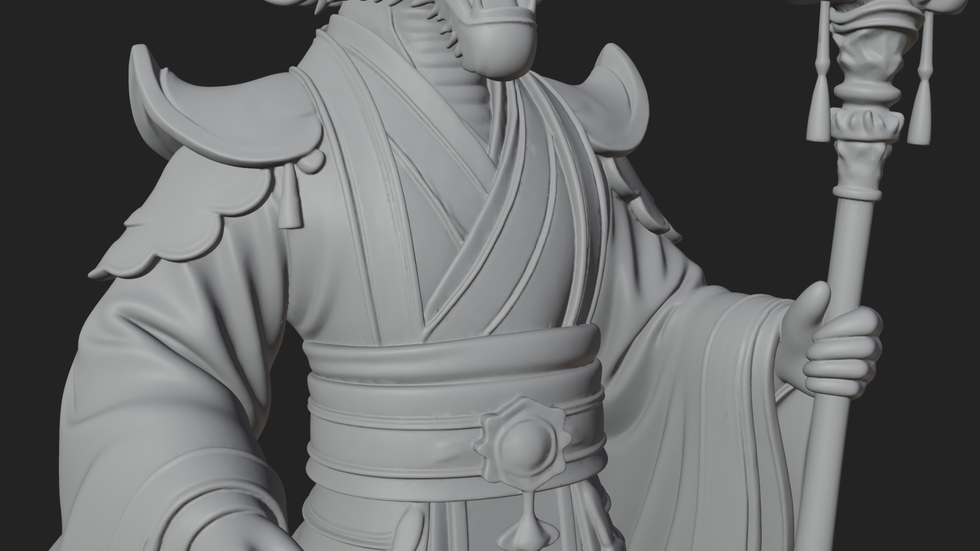 Crowned Jade Deity Statue Design 6 3D Print Model 3D Model