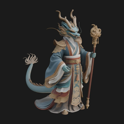 Crowned Jade Deity Statue Design 6 3D Print Model